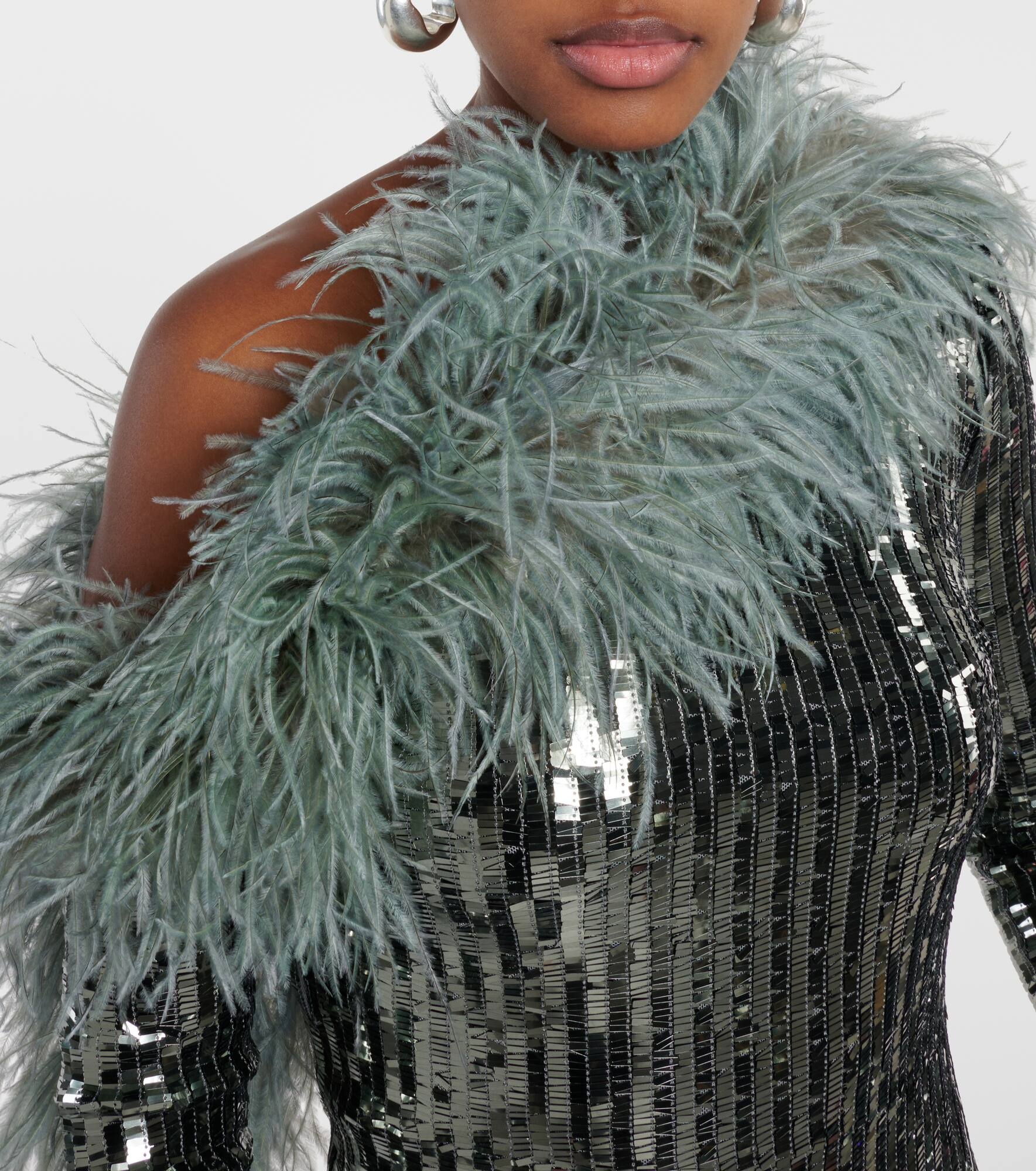 Garbo Disco feather-trimmed sequined gown - 4