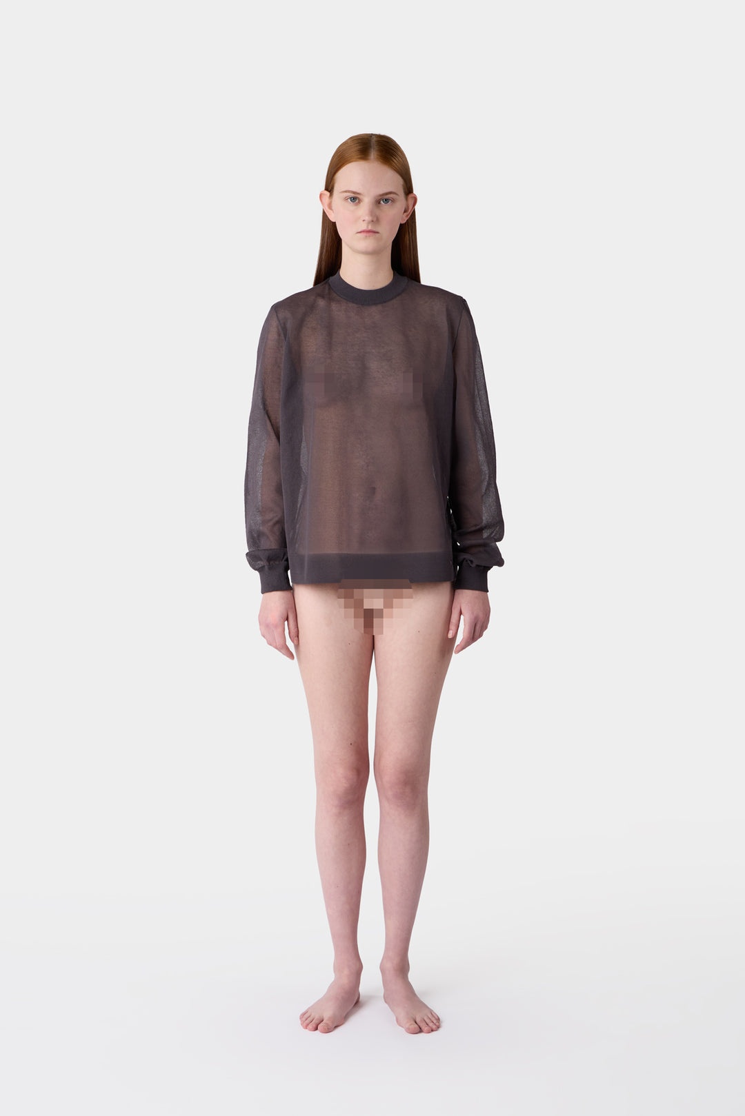 KNIT LONGSLEEVE T-SHIRT / charcoal gray - 6