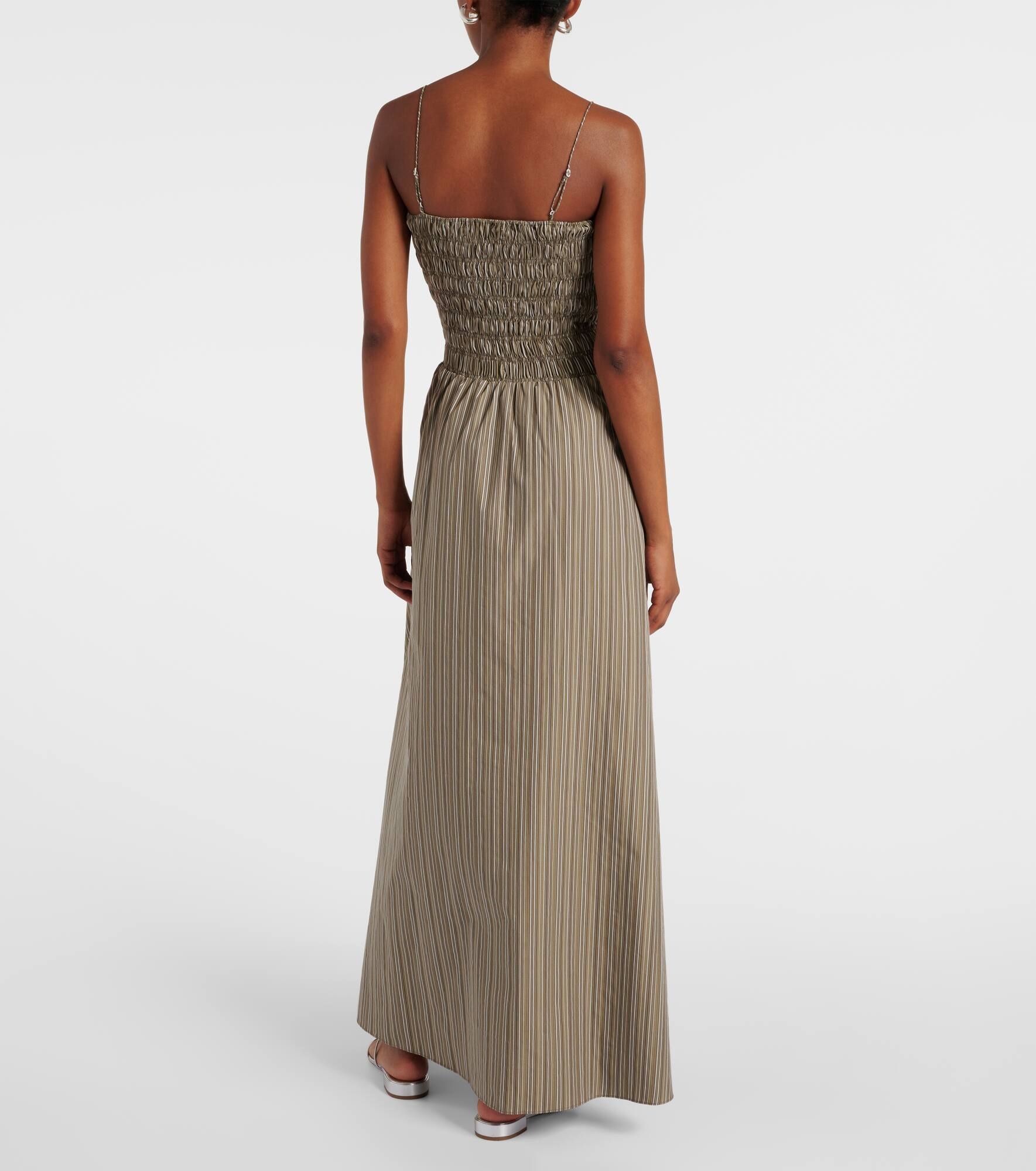 Lida pinstripe shirred cotton maxi dress - 3