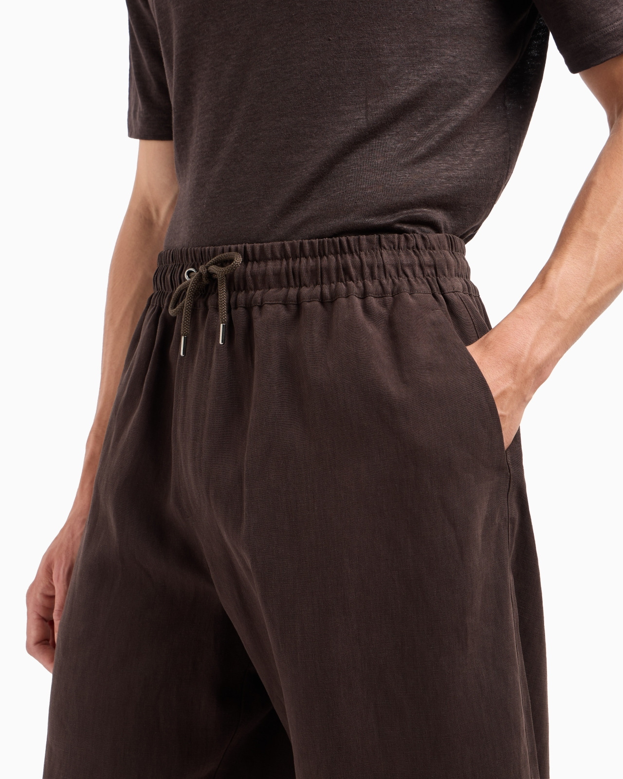 Pure linen canvas flat-front Bermuda shorts - 5