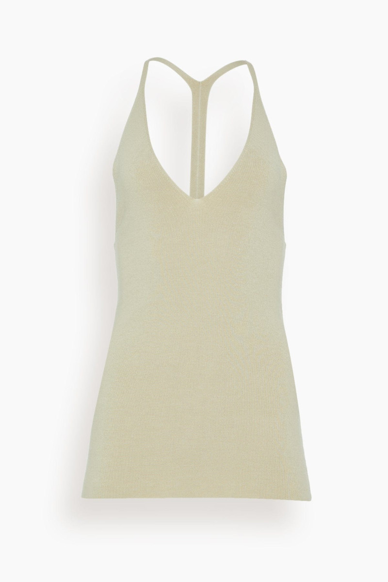 Y-Back Merino Silk Top in Wet Sand 1