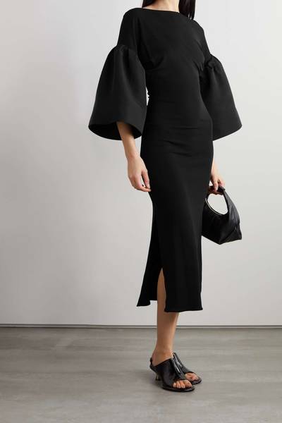 KHAITE Kali crepe and jersey midi dress outlook