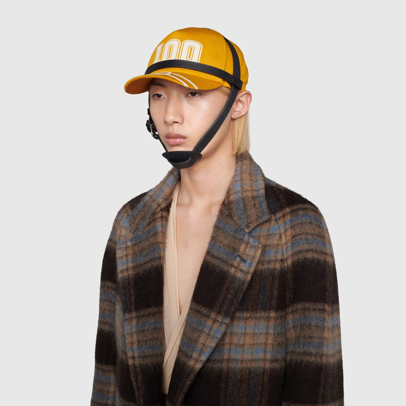 Check wool coat with Gucci label 8