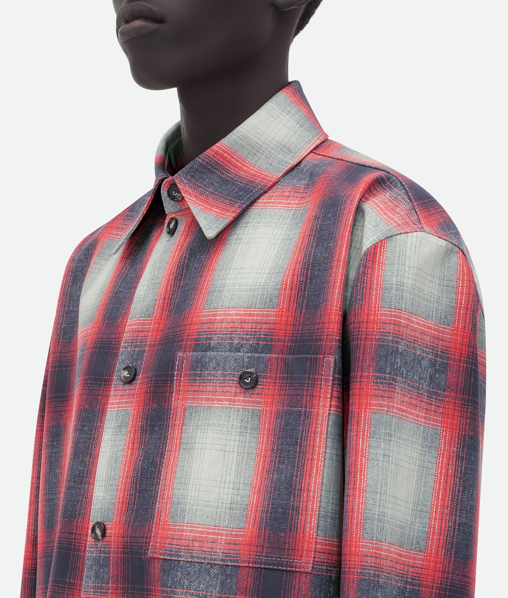 Flannel Effect Printed Leather Shirt - 5