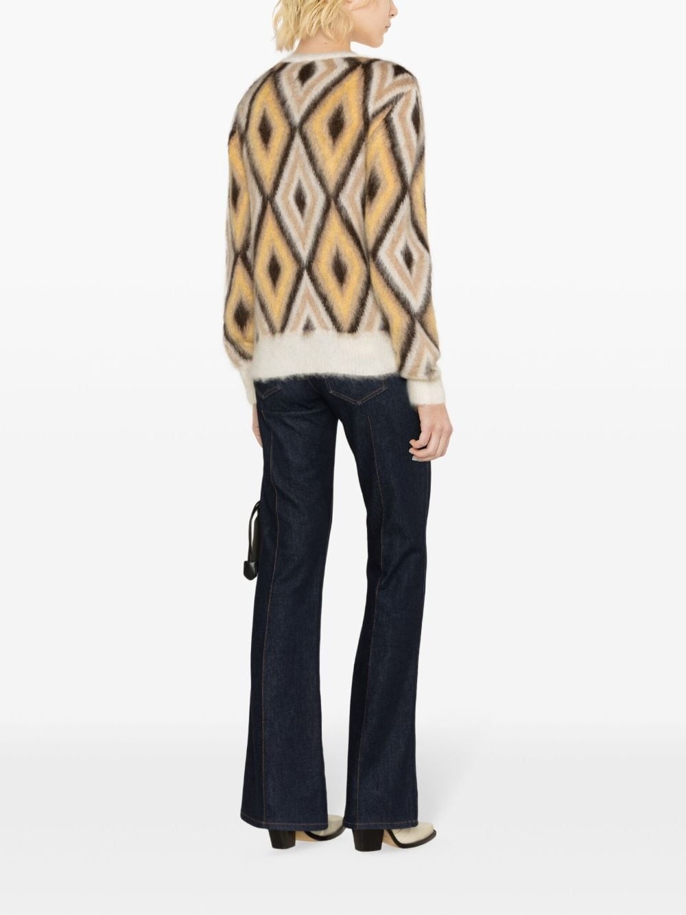 diamond-jacquard round-neck jumper - 4