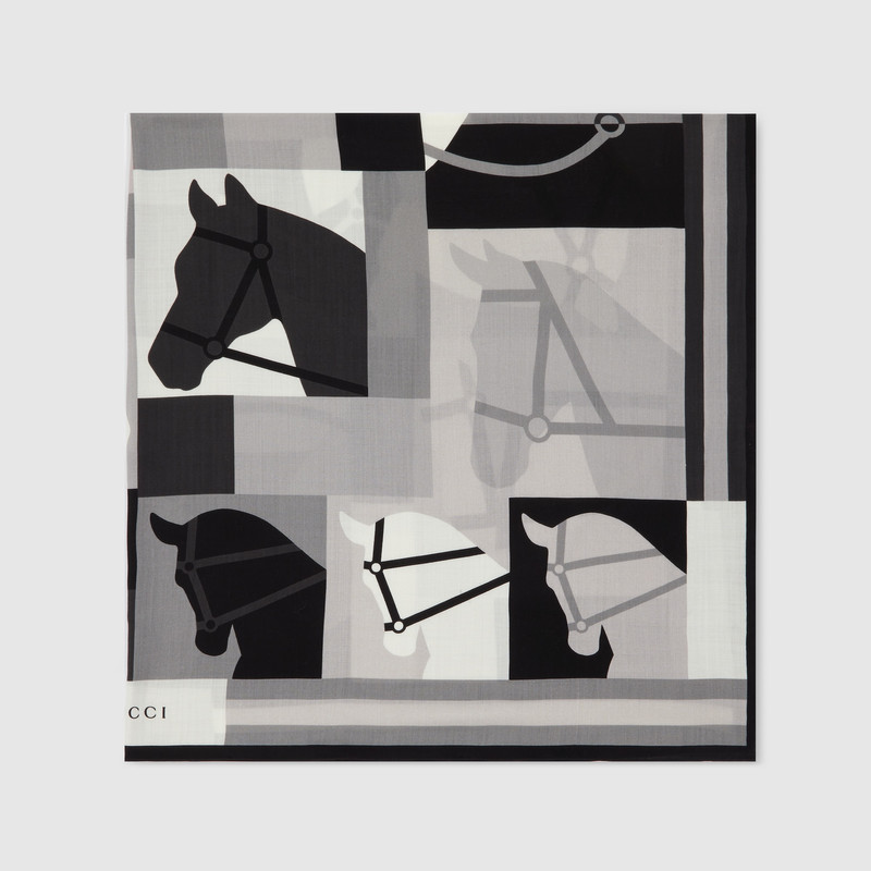 GUCCI Wool shawl with equestrian motif outlook