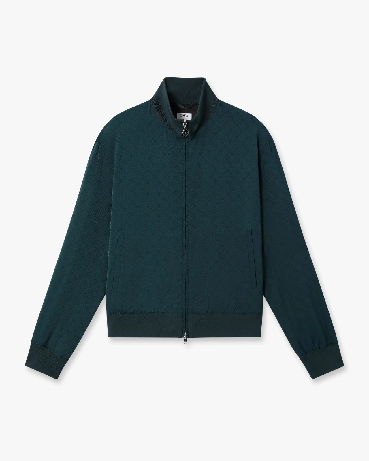 Dark Teal Monogram Zip‑Up Track Jacket - 1