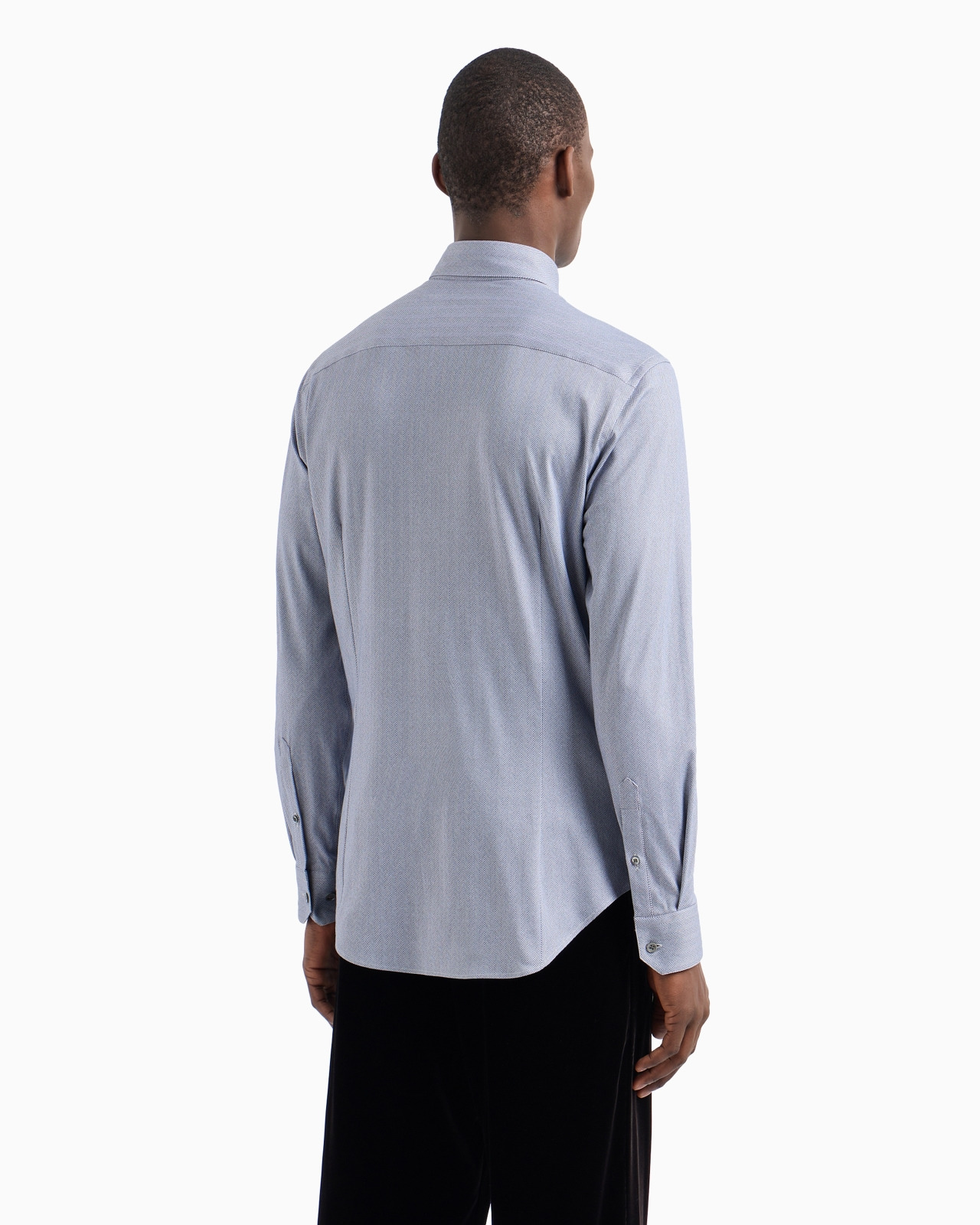 Slim-fit chevron motif cotton-blend shirt - 3