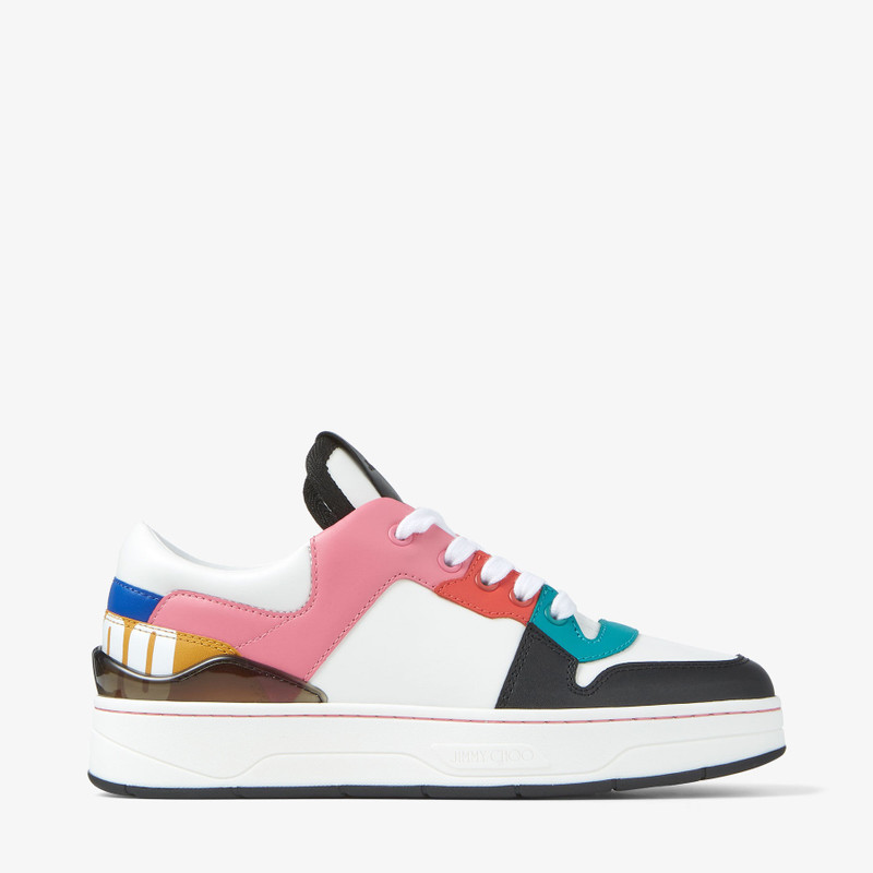 Florent/F
White and Peacock Mix Leather Trainers 1