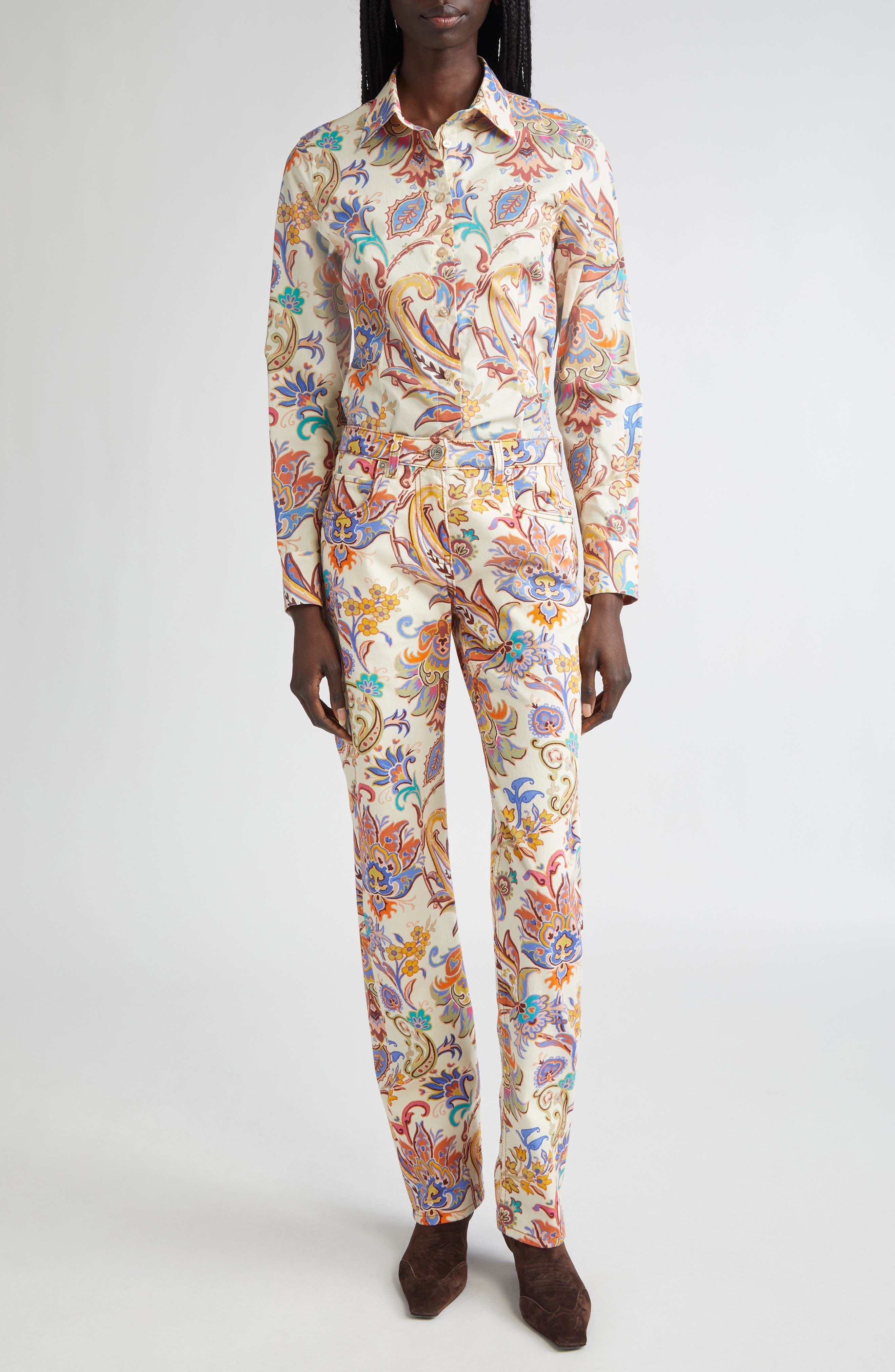 Etro Paisley Straight Leg Pants in Stampa F.do Bianco at Nordstrom - 2