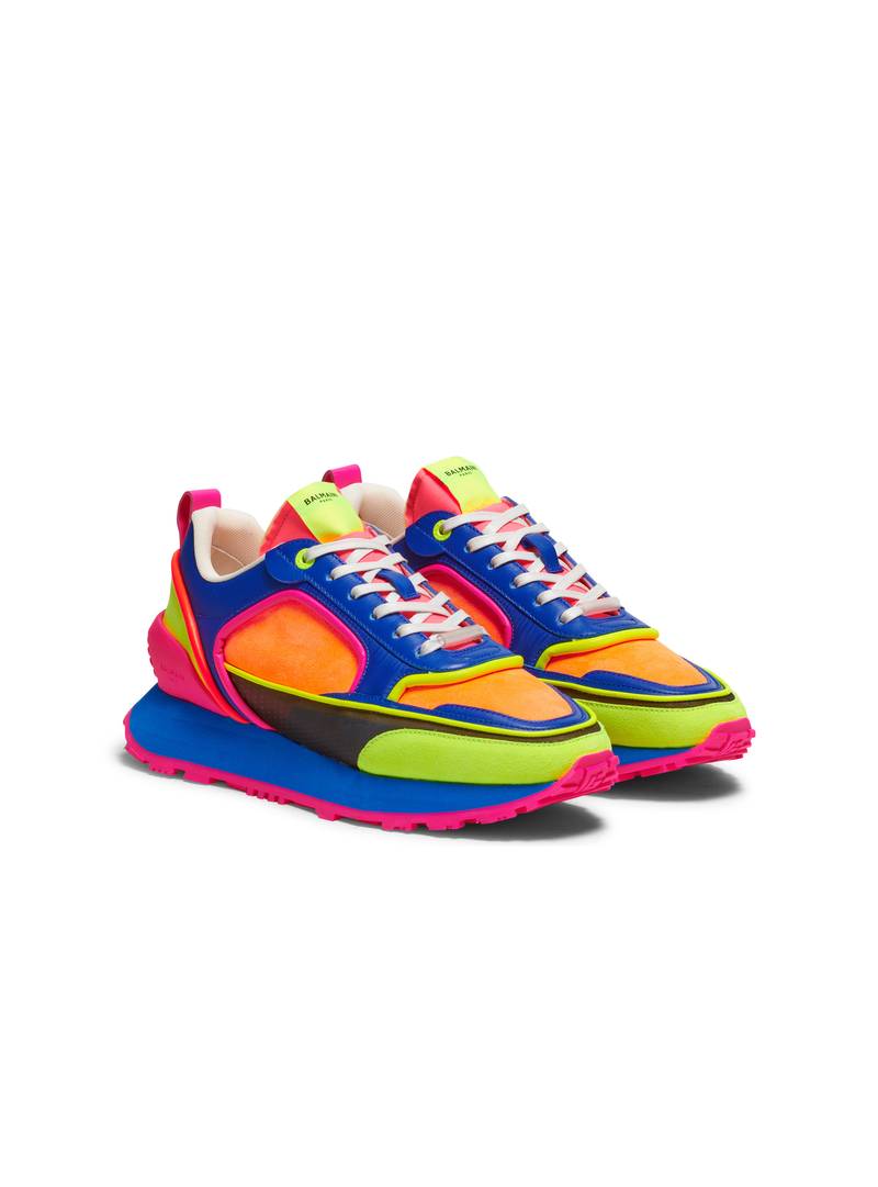 Multicolor suede, nylon and mesh Racer low-top sneakers 2