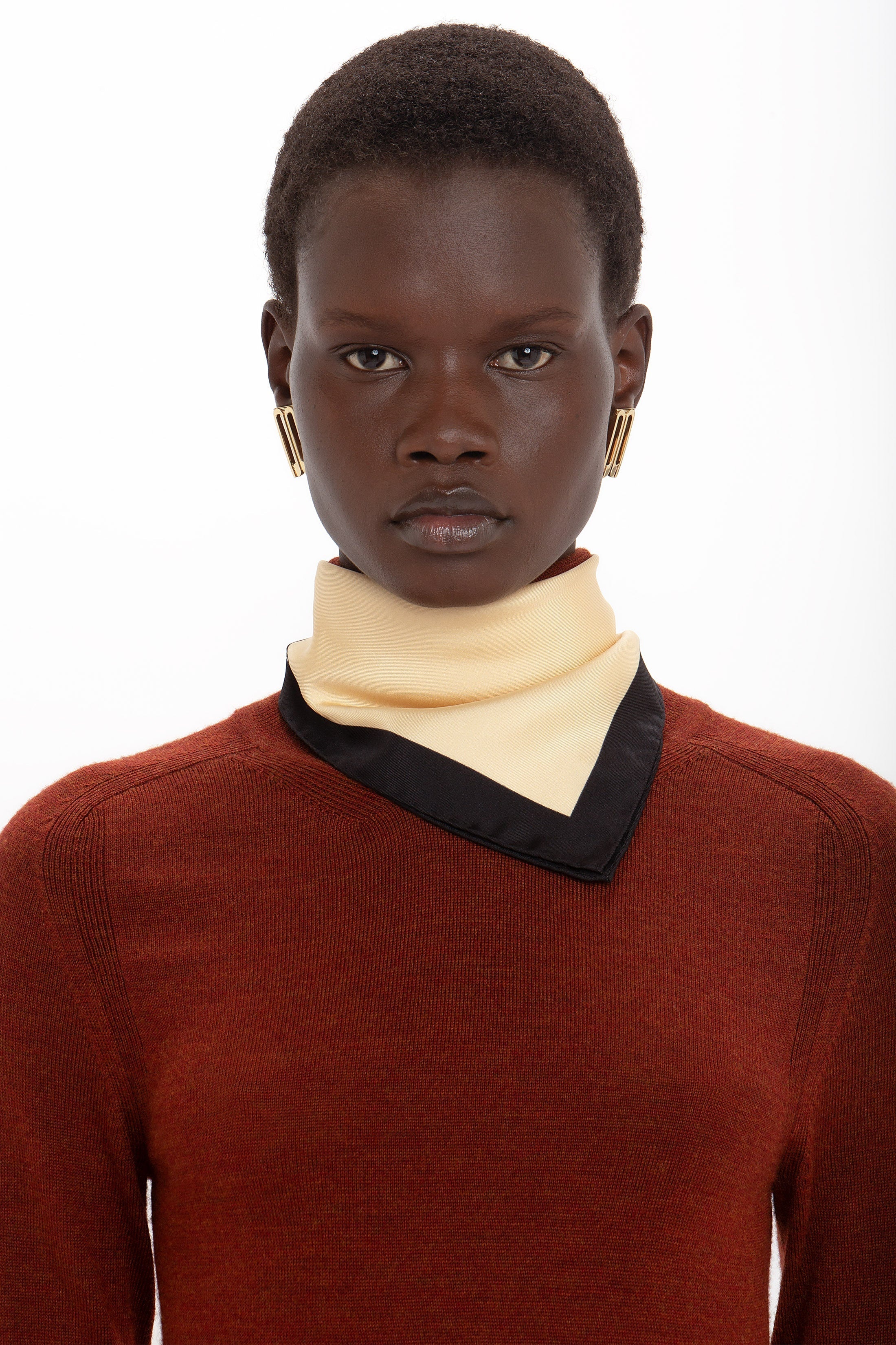 Colour Block Silk Scarf In Macadamia - 4