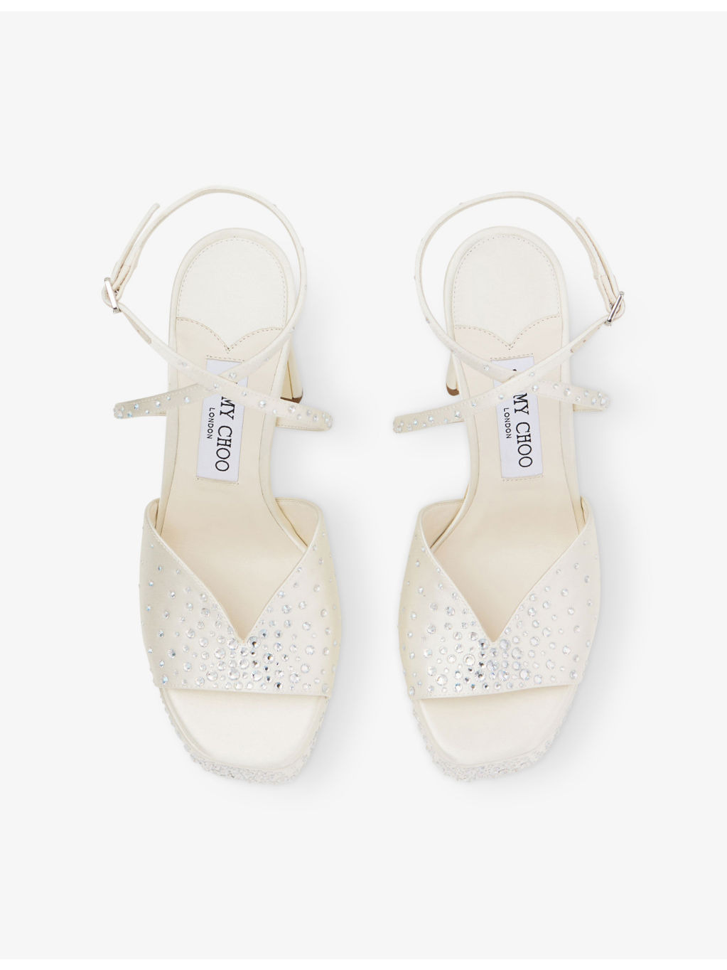 Karli 125 Crystal-Embellished Satin Platform Heeled Sandals - 2