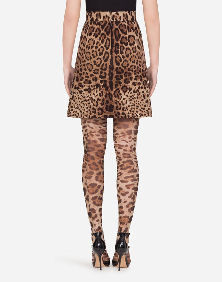 Short skirt in leopard-print double crepe - 2