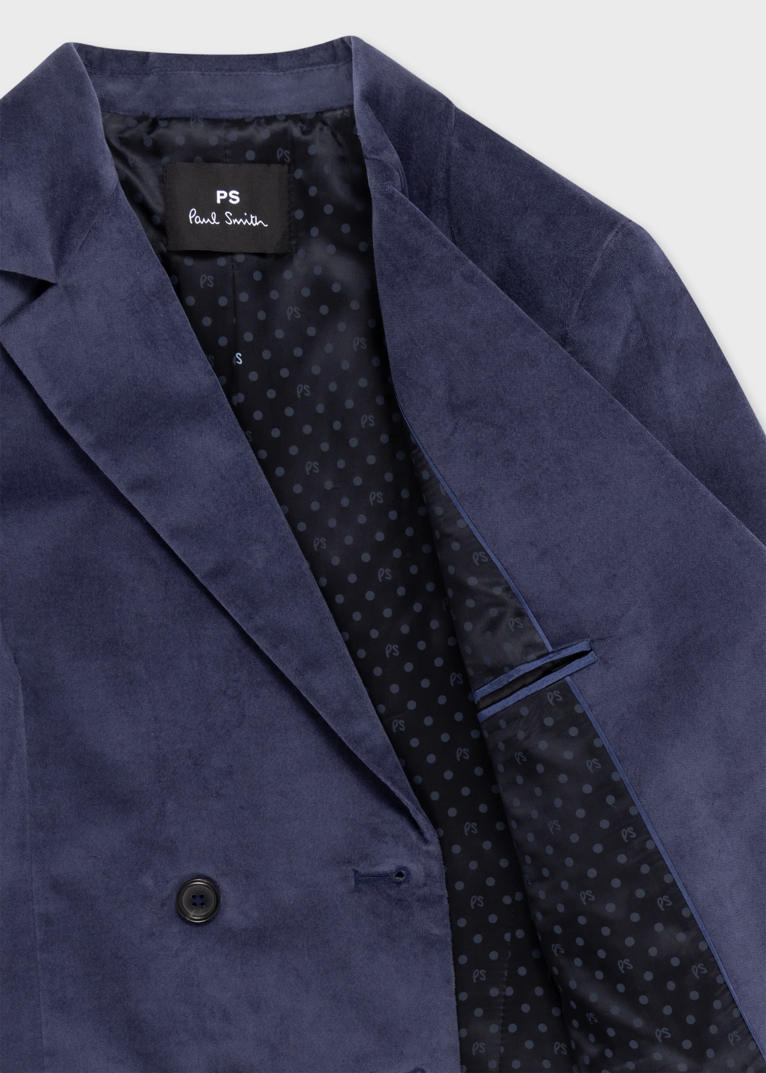 Indigo Velvet Double-Breasted Blazer - 3