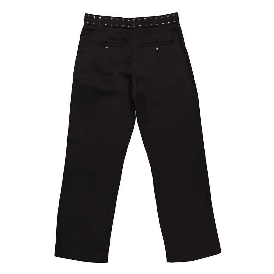 Burberry Black Silk Satin Studded Tailored Trousers - 5