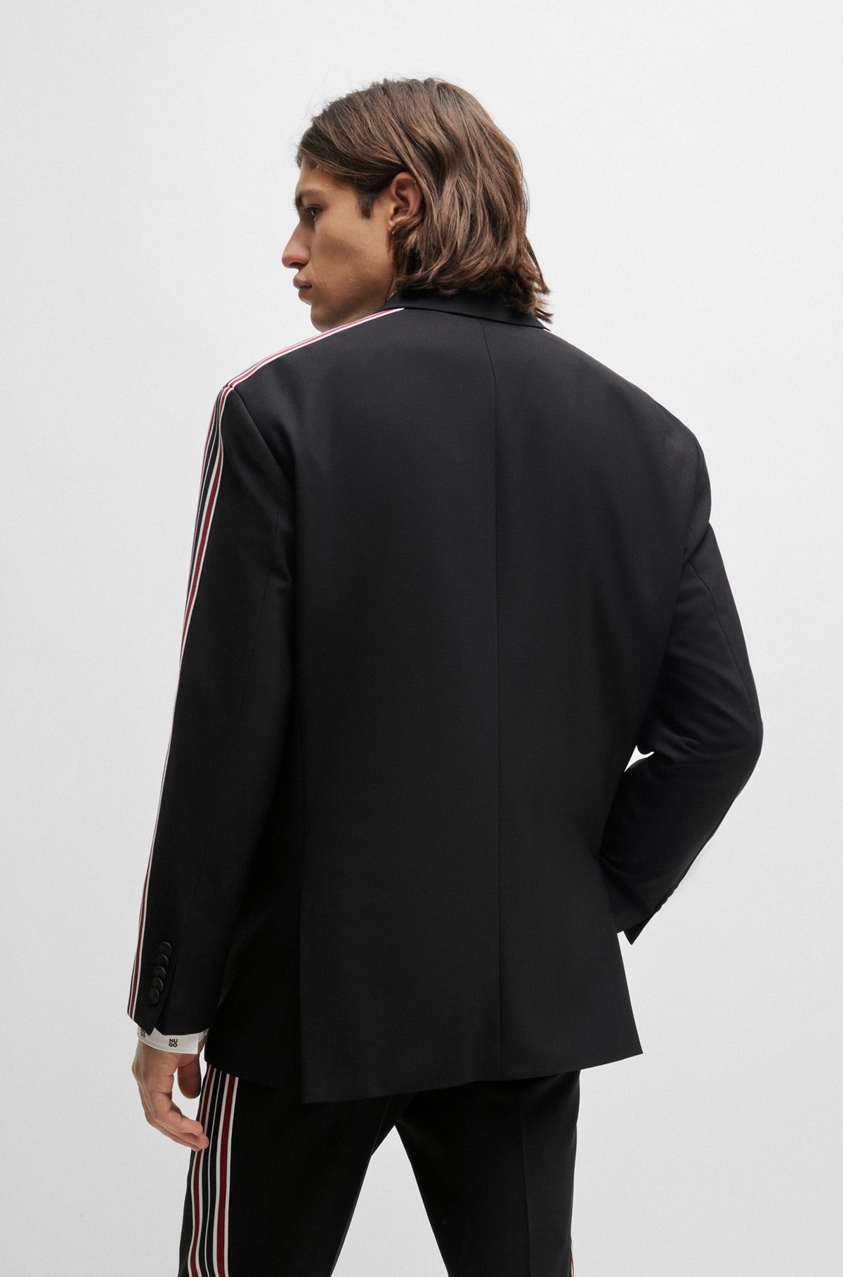 WOOL-BLEND SUIT WITH STRIPED-TAPE TRIMS - 4