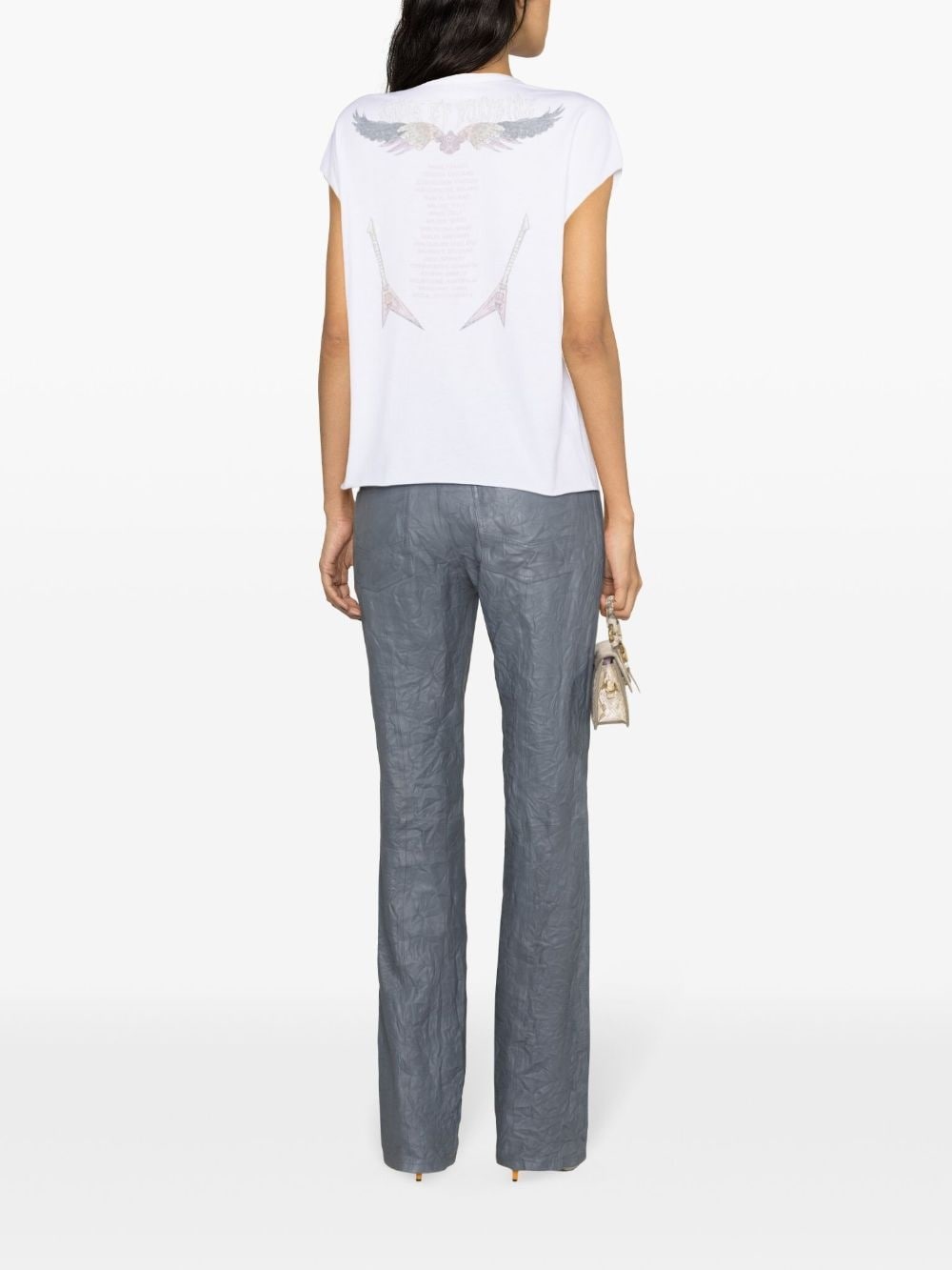 straight-leg crinkled-leather trousers - 4