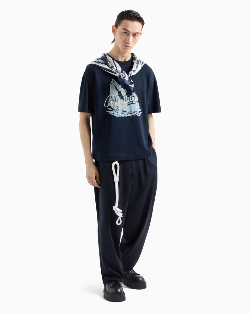 EMPORIO ARMANI Lightweight jersey short-sleeved sweatshirt with Iceberg and logo print outlook