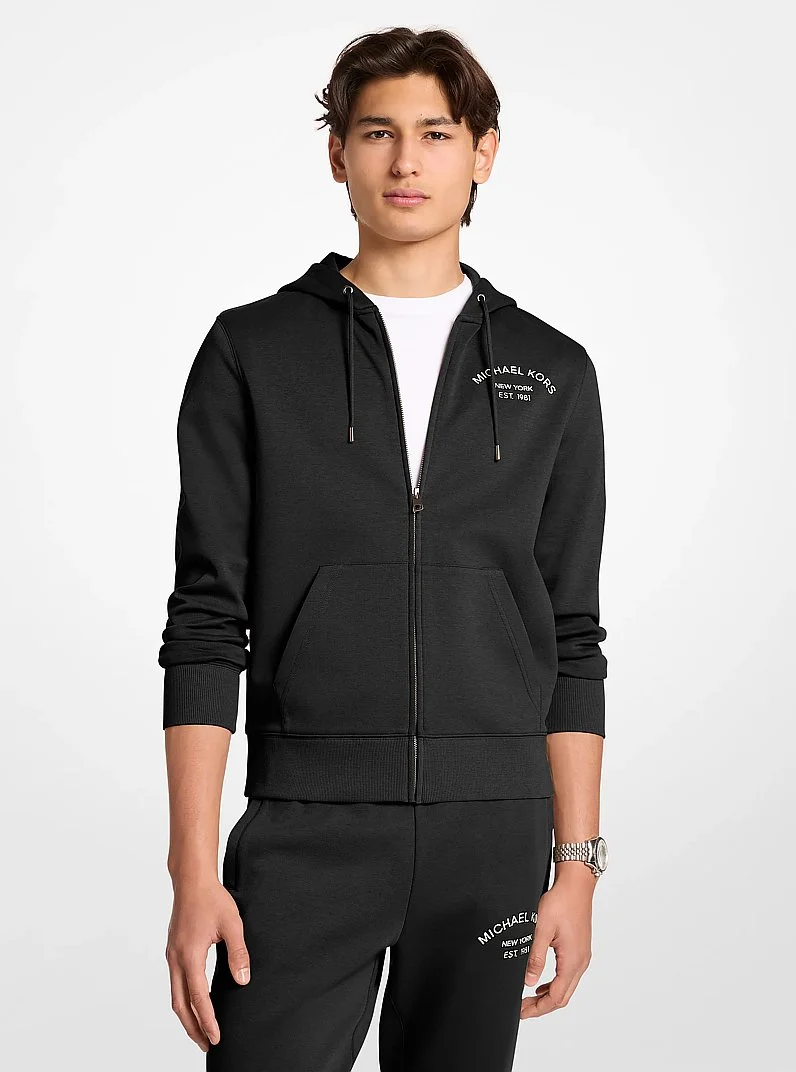 Logo Cotton Blend Zip-Up Hoodie - 1