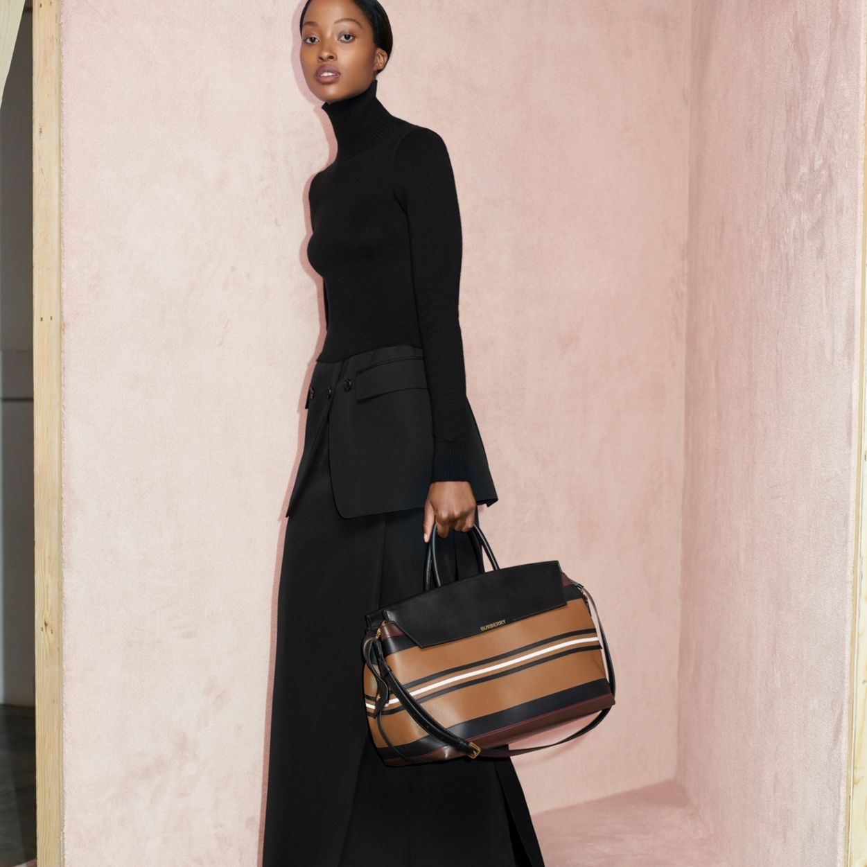 Stripe Detail Leather Large Catherine Bag - 10