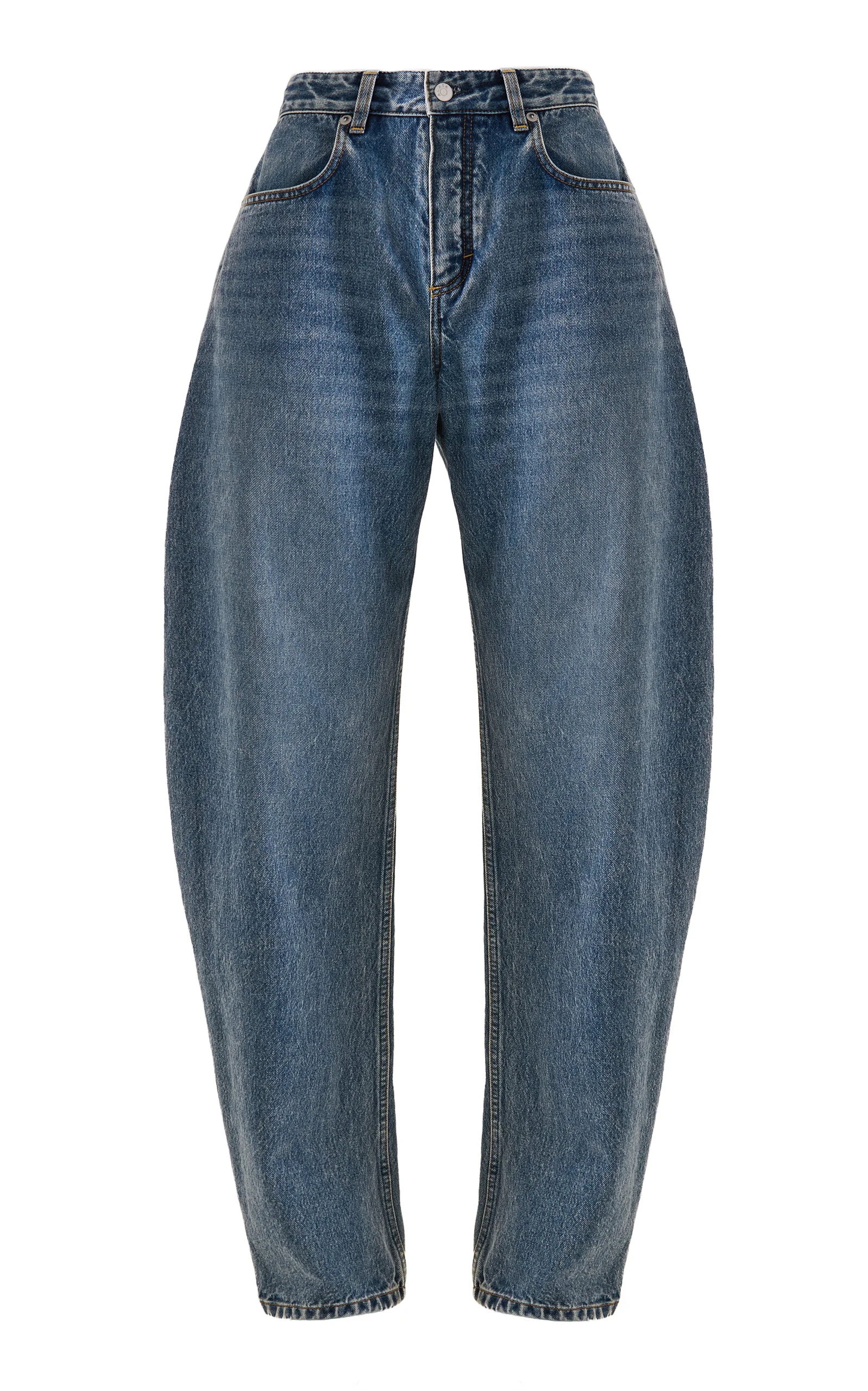 Round Mid-Rise Barrel-Leg Jeans medium wash - 1