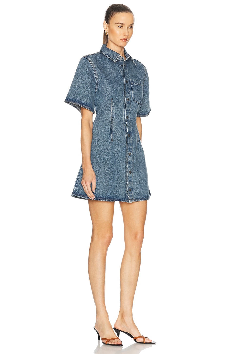 Short Sleeve Shirt Dress - 2