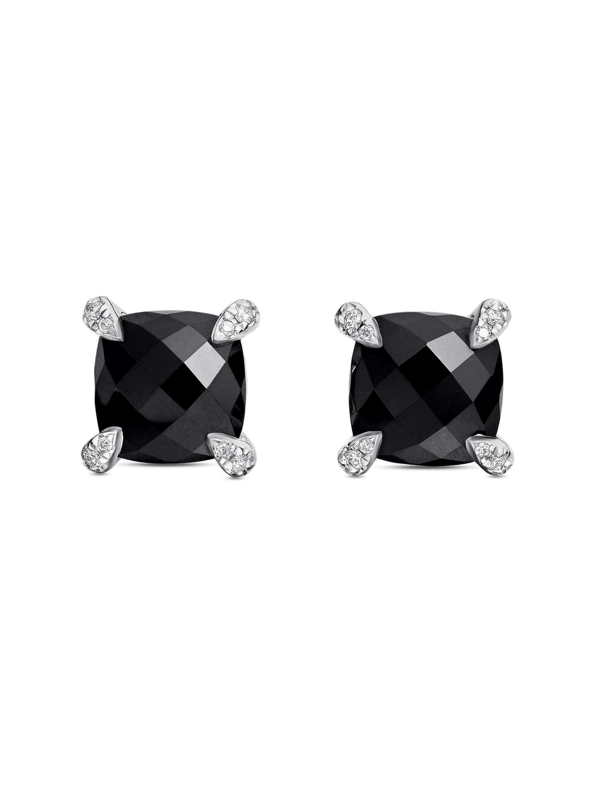 Women's Chatelaine Stud Earrings in Sterling Silver - Black Onyx - 1