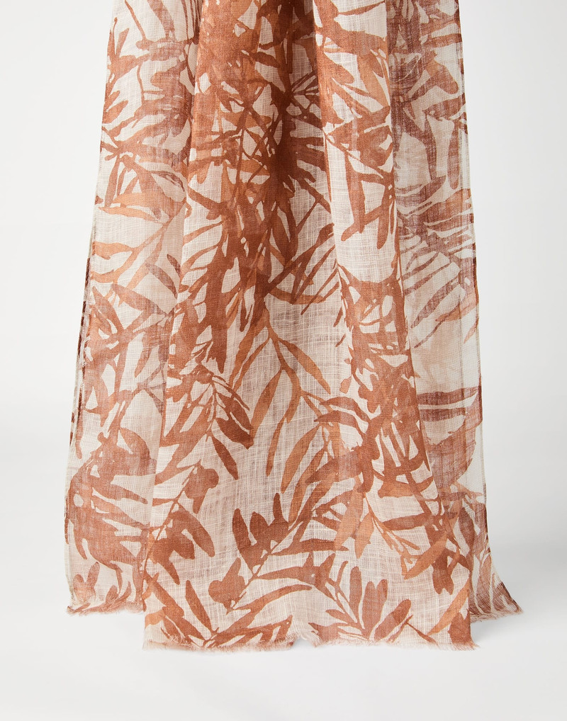 Sparkling herbarium print linen scarf - 1