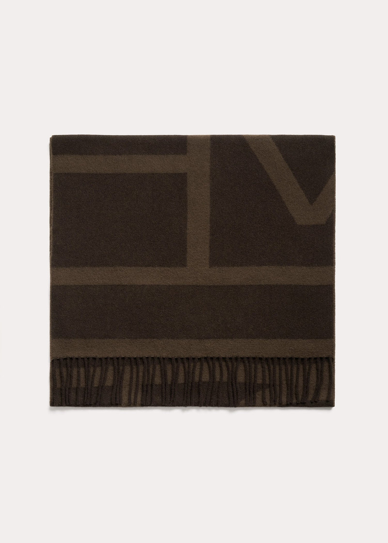 Monogram jacquard wool scarf dark brown 4