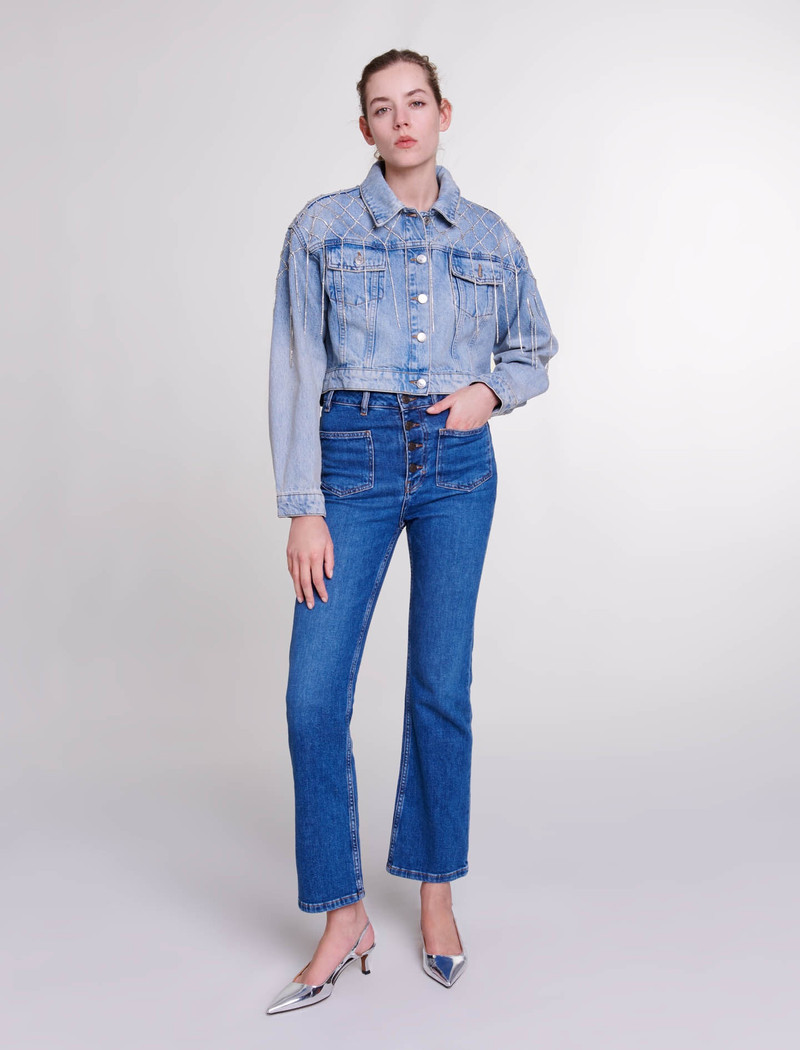 maje Denim jacket with rhinestones outlook