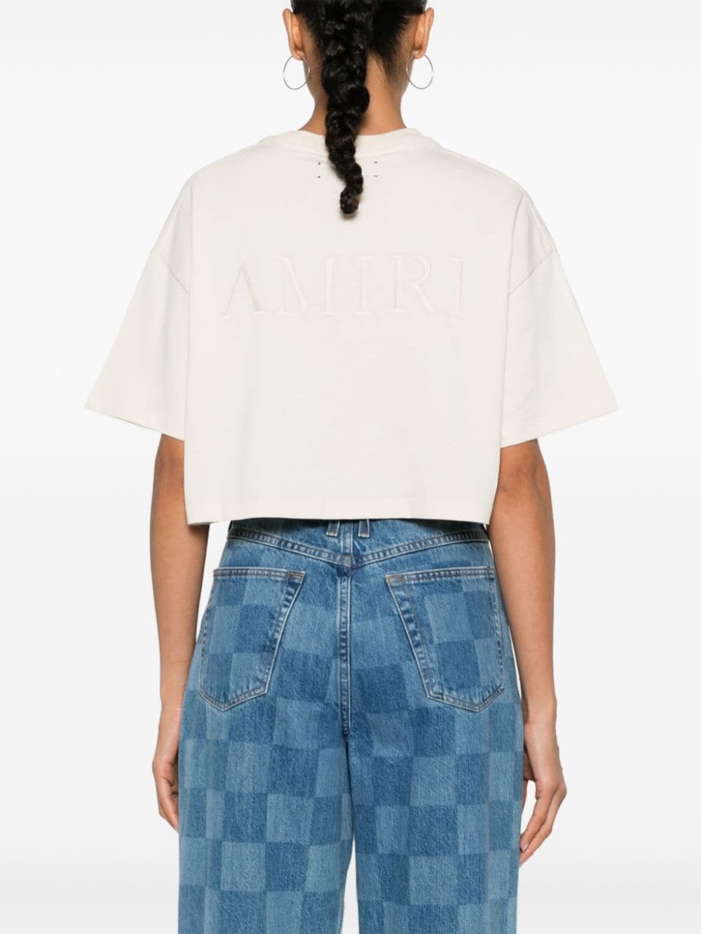 embroidered-logo cropped T-shirt - 4