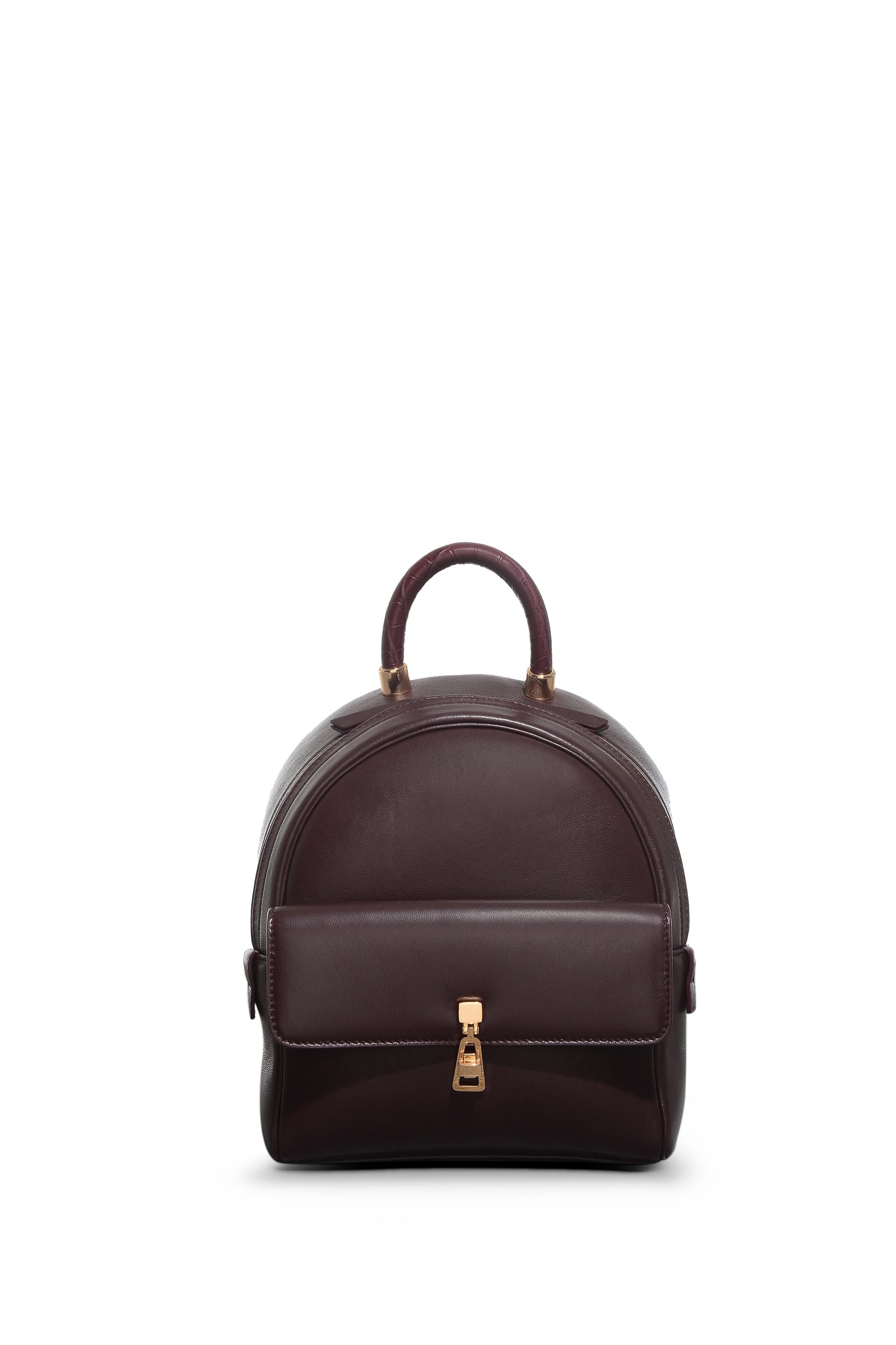 Mini Billie Backpack in Bordeaux Nappa Leather with Crocodile Leather Handle - 2
