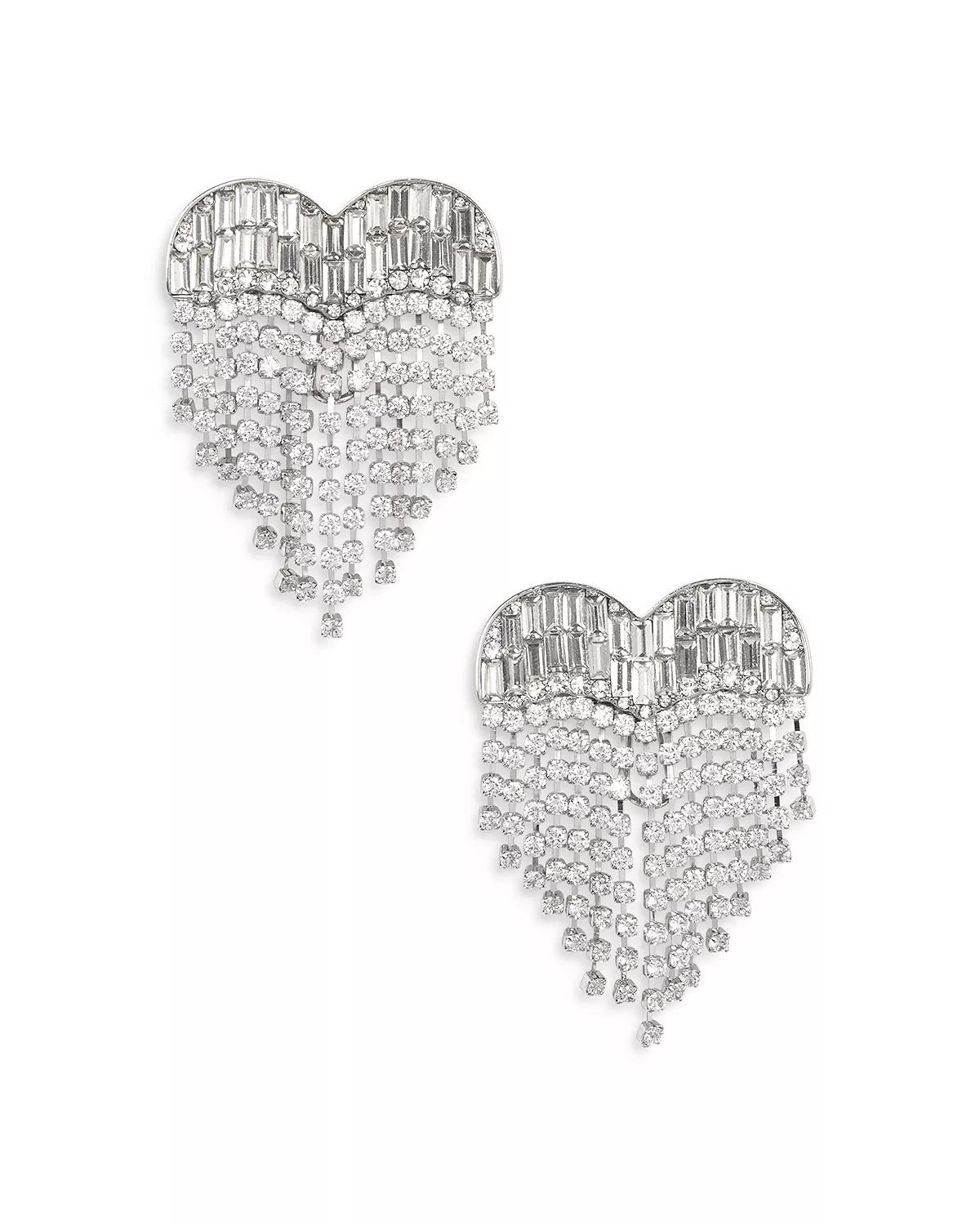 Crystal Heart Fringe Earrings - 1
