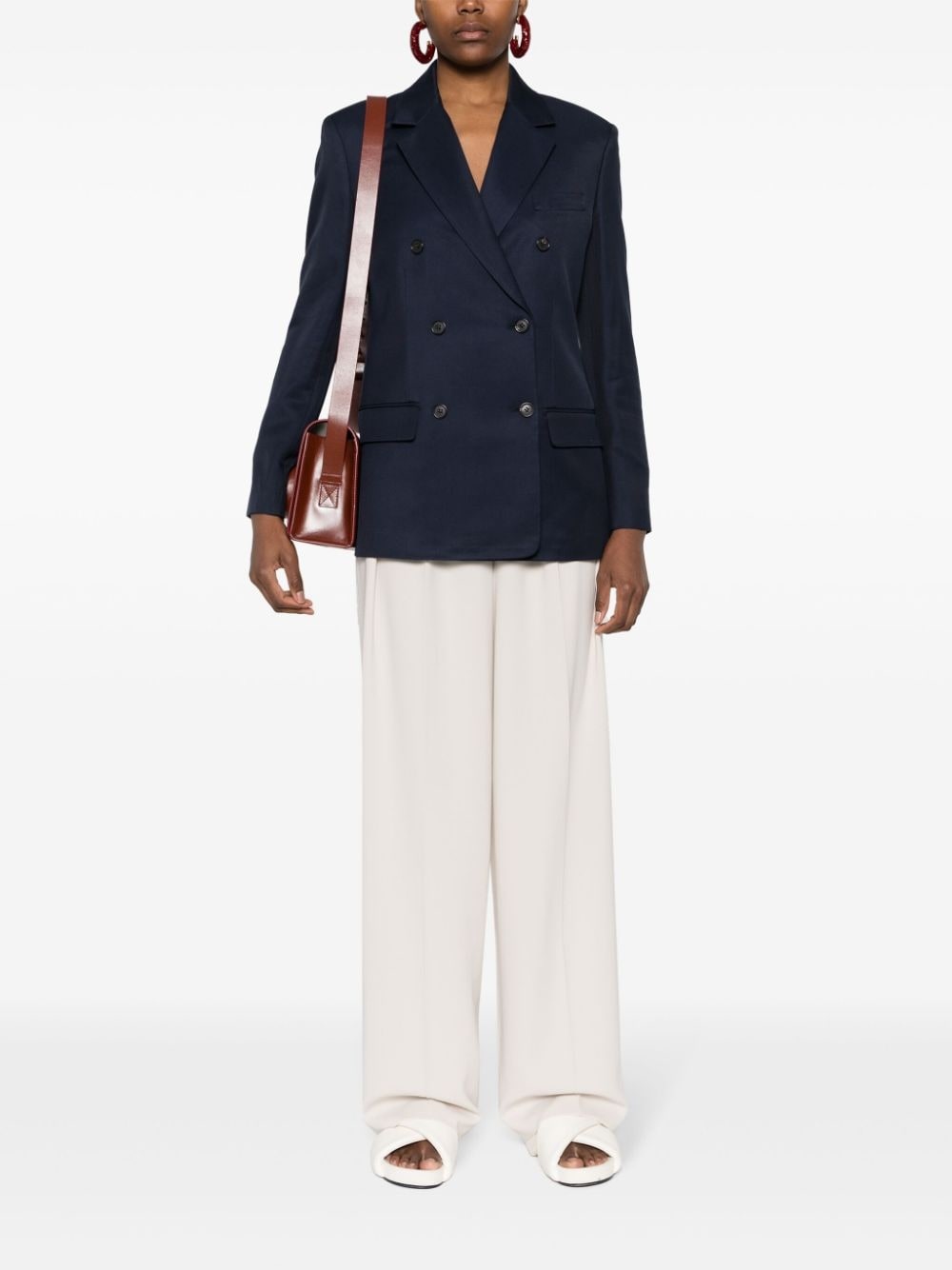 double-breasted twill blazer - 2