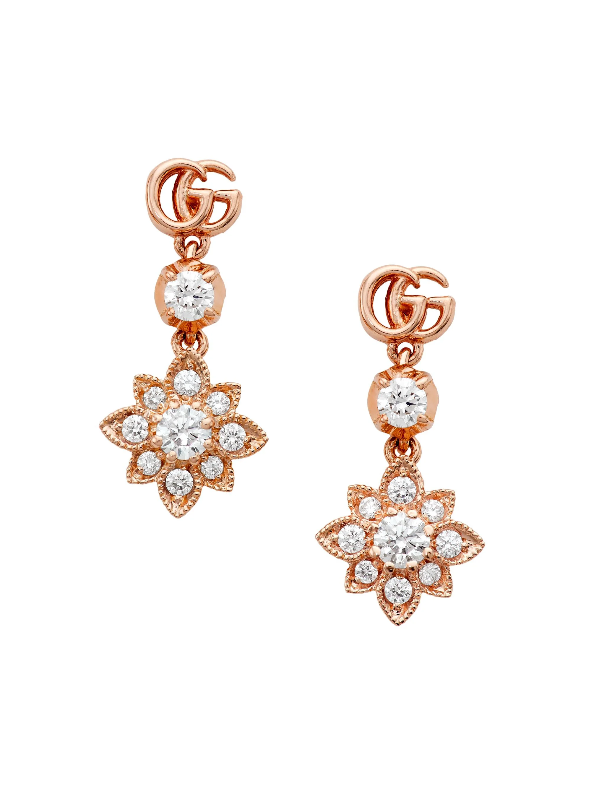 Women's Flora 18K Rose Gold & Diamond Drop Earrings - Pink - 1