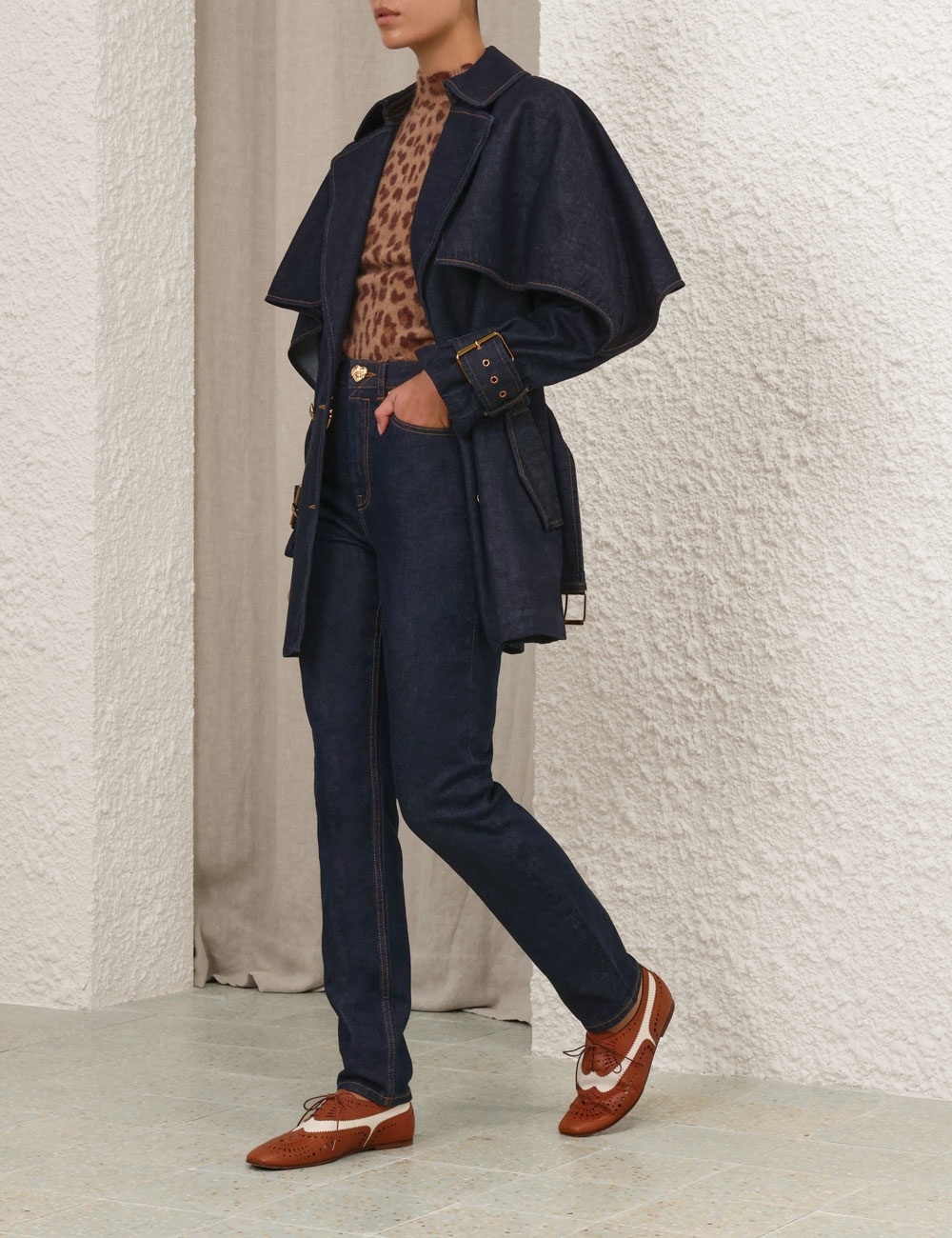 CRUSH DENIM TRENCH COAT - 8