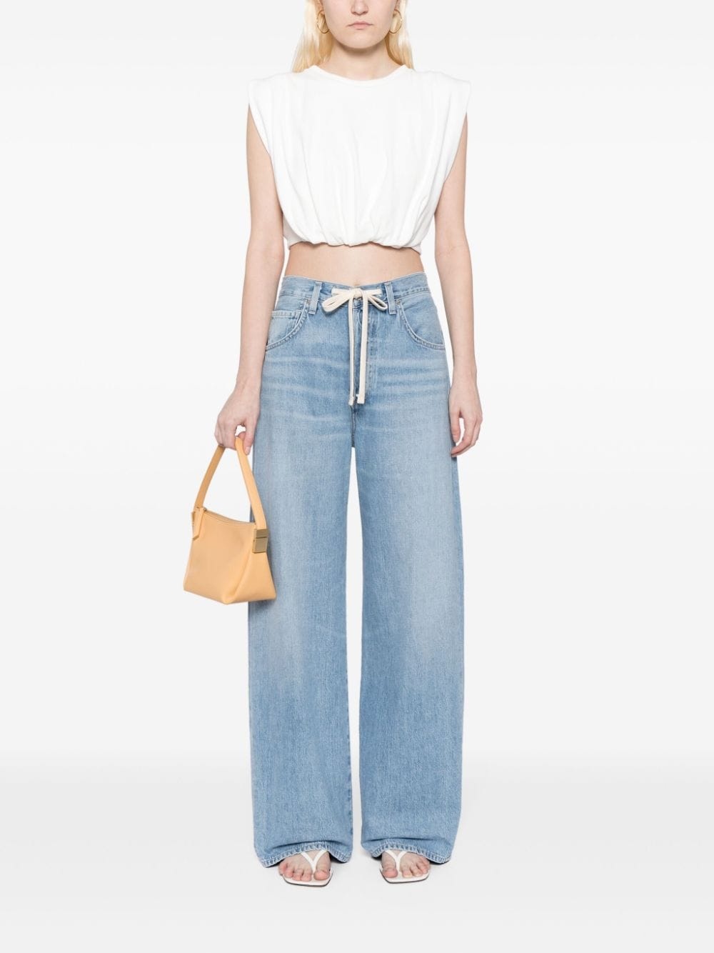 Brynn drawstring-waist cotton jeans - 2
