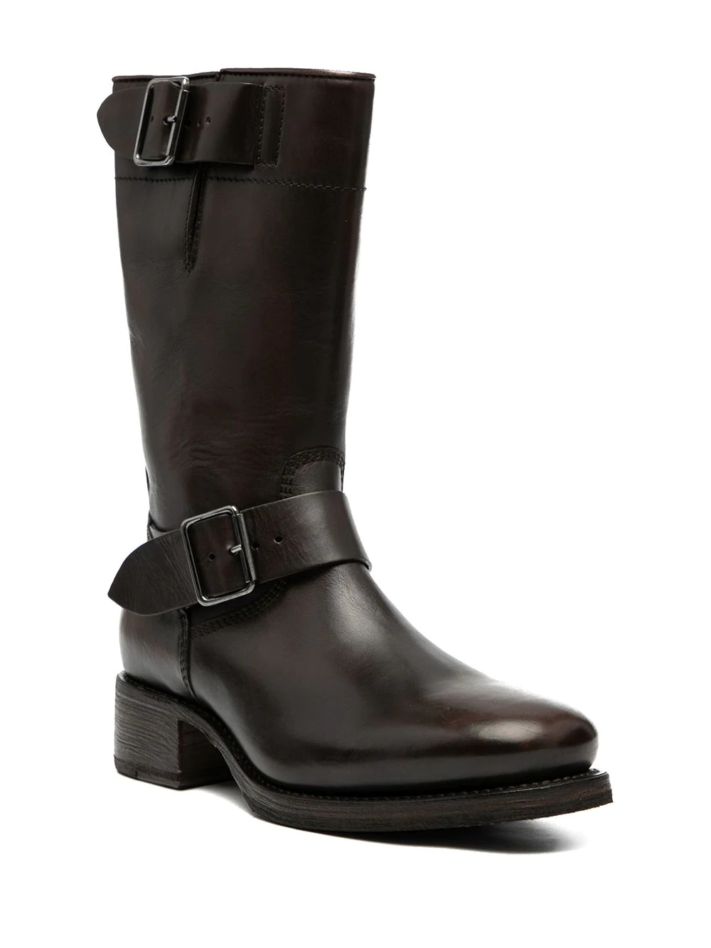 buckle-detail mid-calf leather boots - 2