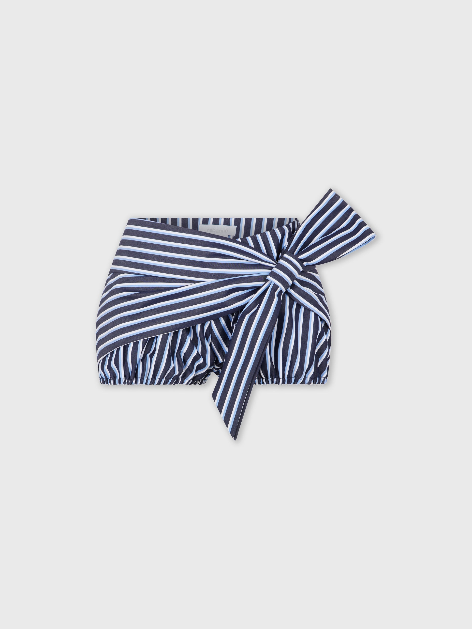 STRIPED WHITE AND BLUE MINI SHORTS IN COTTON POPLIN - 6