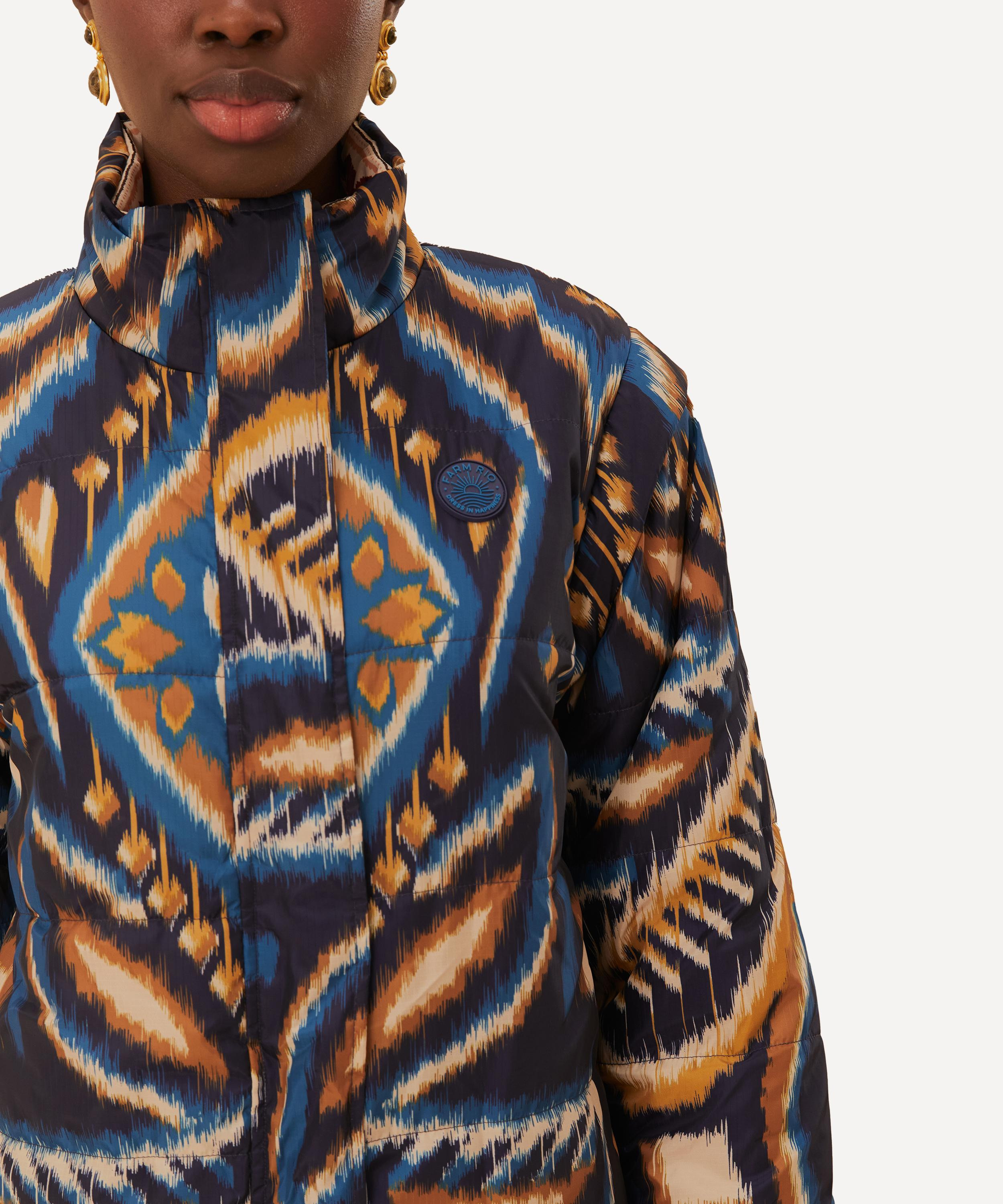 Cream Toucans Scarf Reversible Puffer Jacket - 5