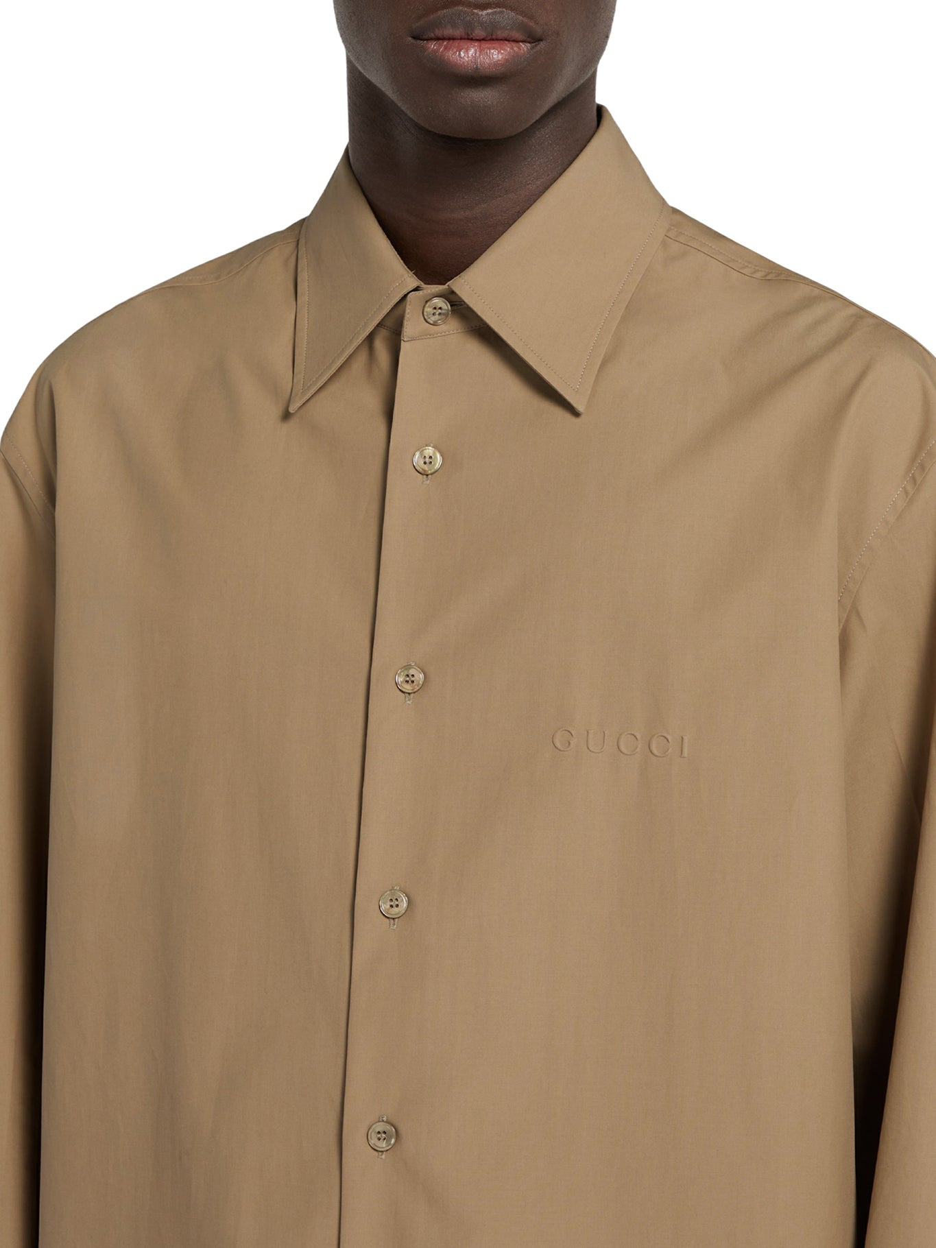 COTTON POPLIN SHIRT WITH EMBOSSED LOGO - 5