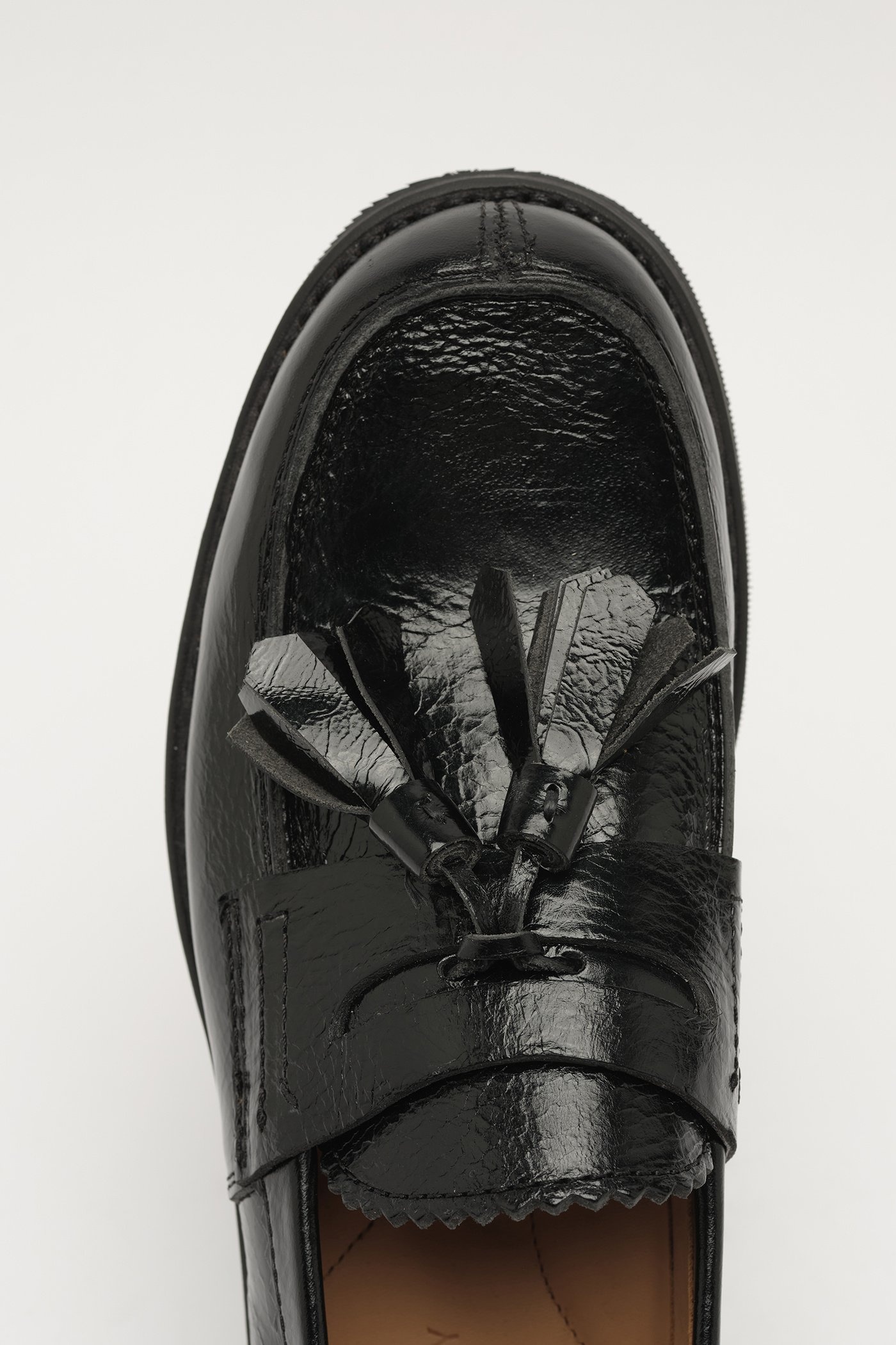 Tassel Loafer Black Cracked Patent Leather - 2