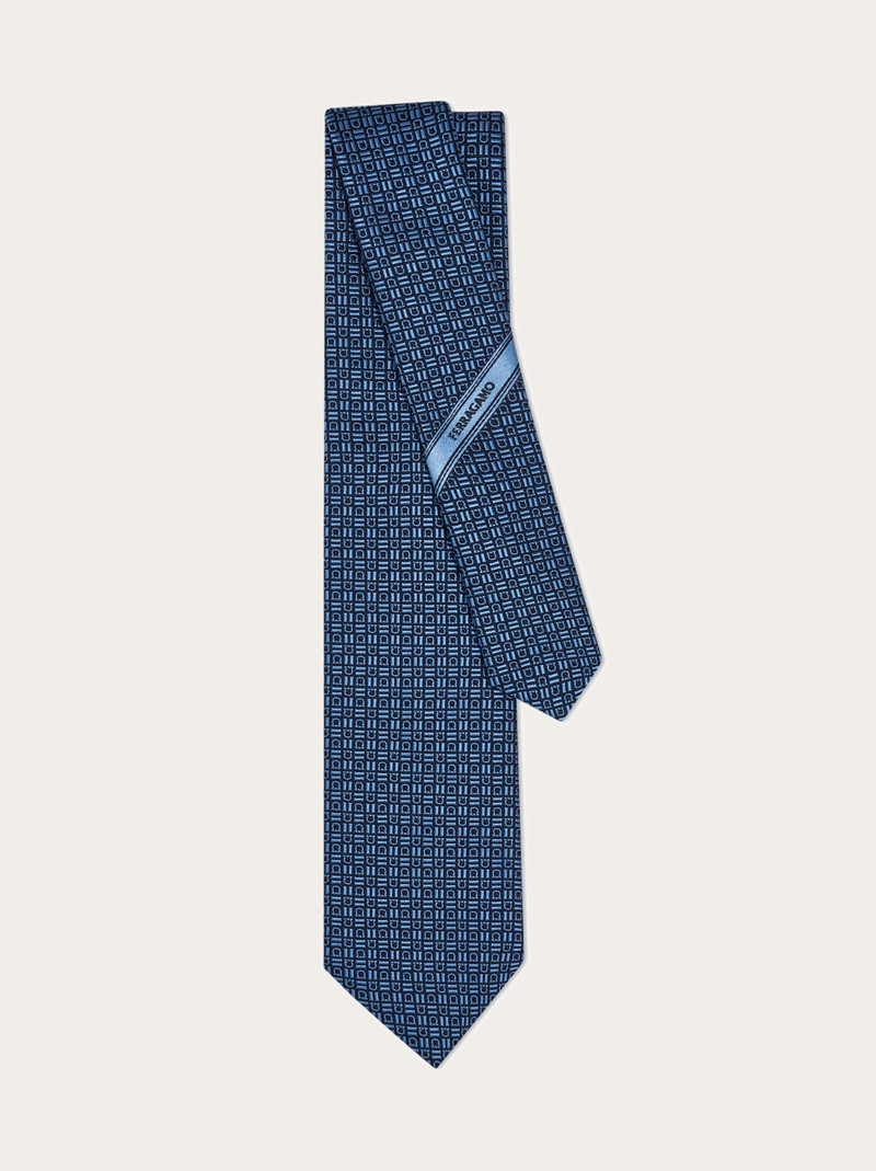 Gancini motif jacquard tie 3
