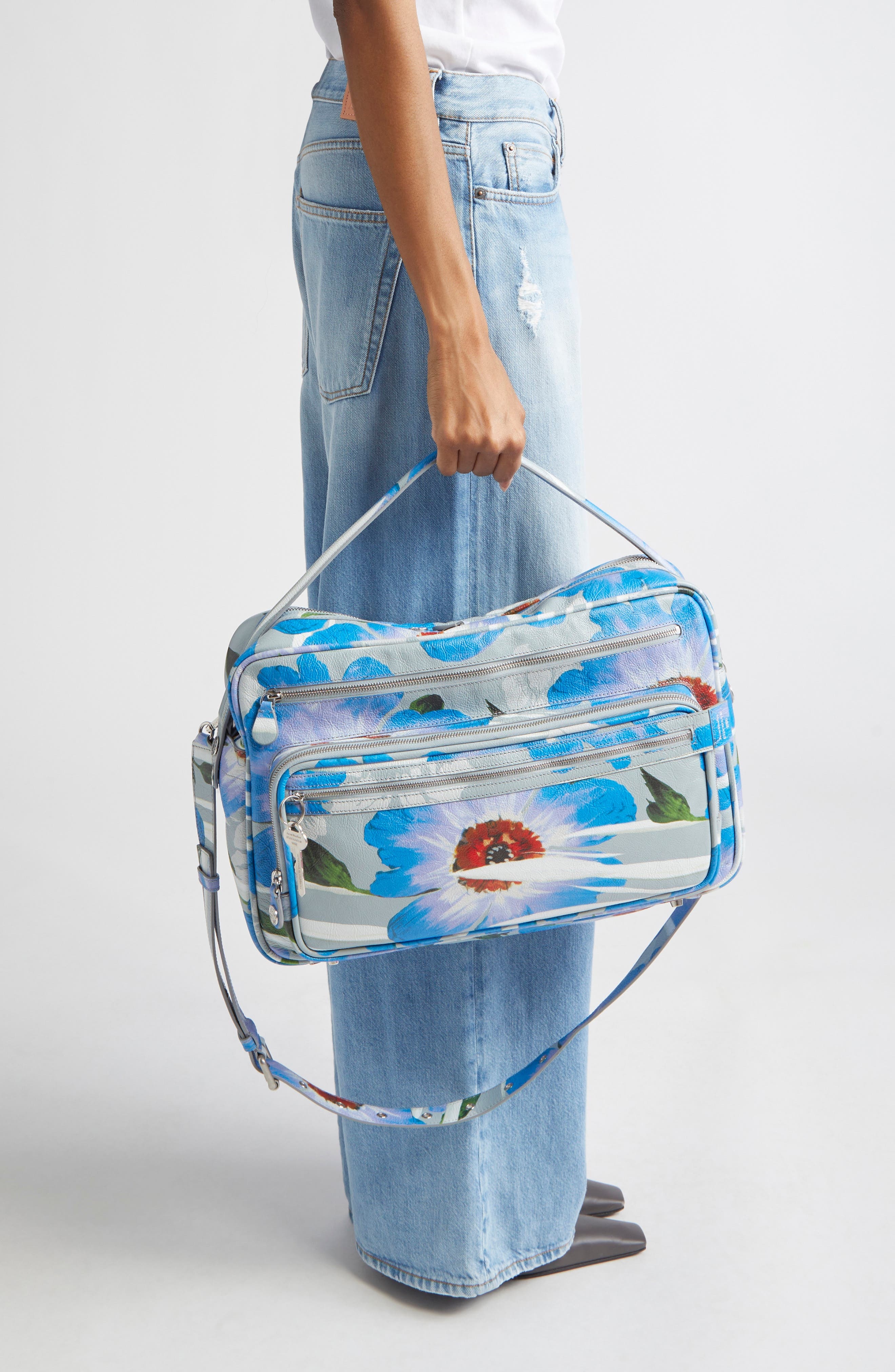 Acne Studios Medium Camero Leather Shoulder Bag in Blue at Nordstrom - 3