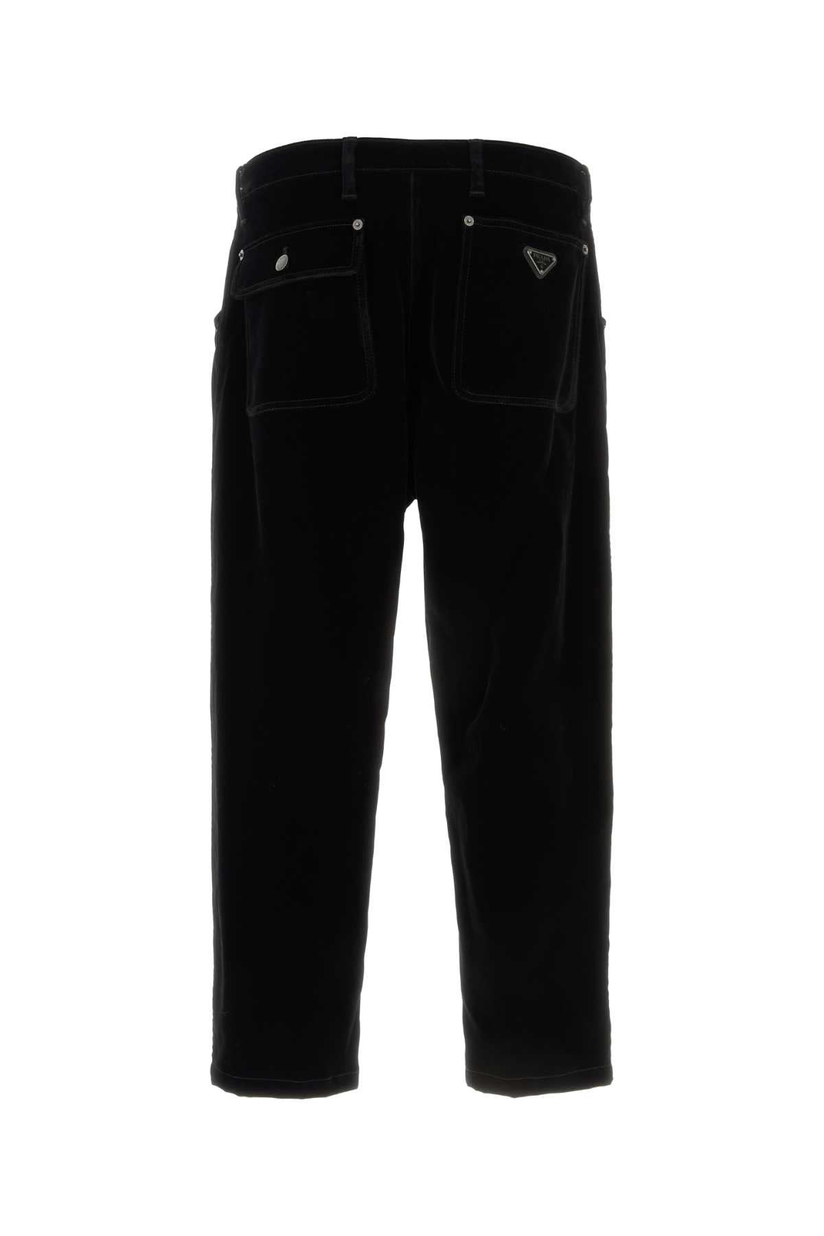 Prada Men Black Velvet Denim Pant - 2