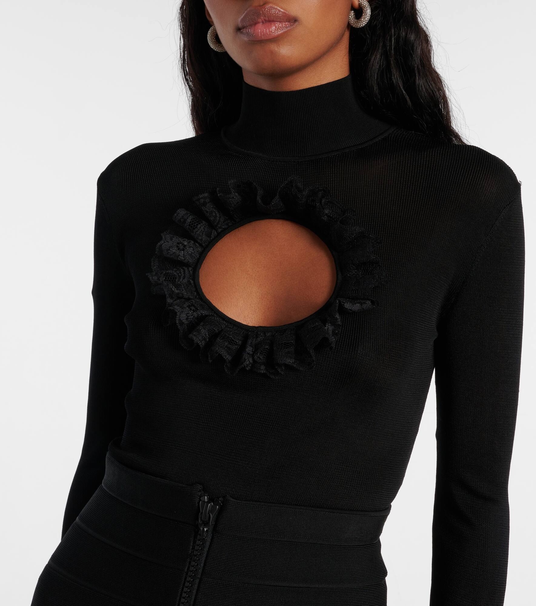 x Christopher Kane lace-trimmed cutout bodysuit - 5
