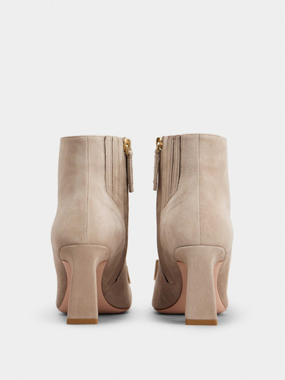 Roger Vivier Viv' Square Metal Buckle Ankle Boots in Suede outlook