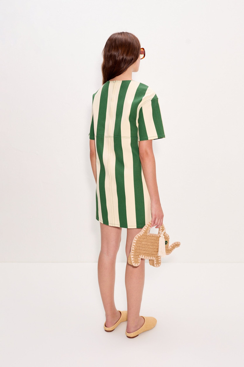 Sahara Short Sleeve Mini Dress In Gummy Green/Ecru 4