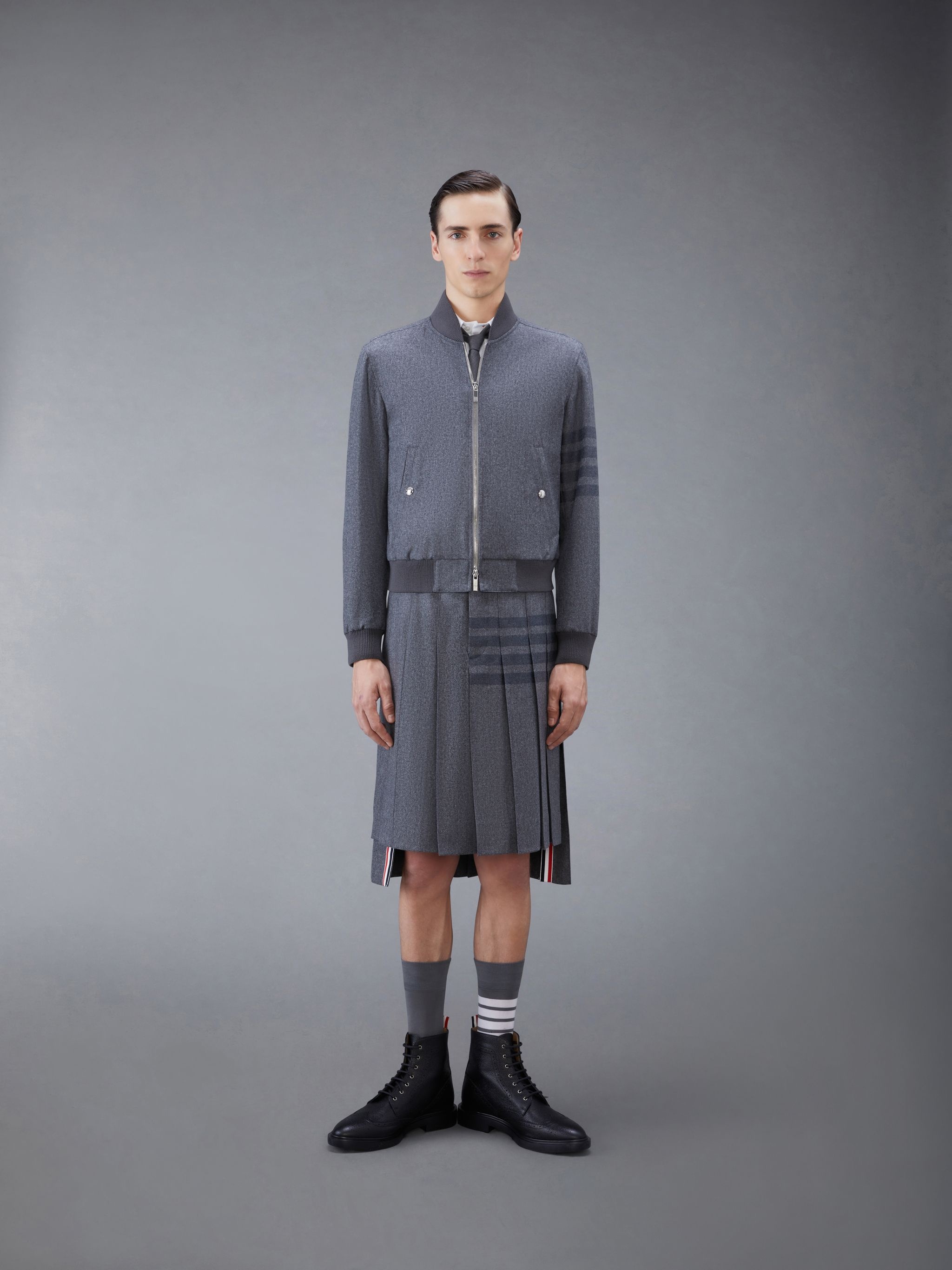 Flannel 4-Bar Knit Rib Blouson - 3